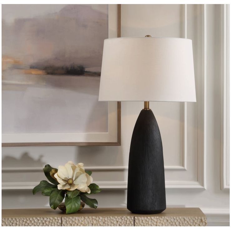 Modern Black Table Lamp - Adjustable LED Desk Light for Home Office, Bedroom & Living Room - Stylish Nightstand Lamp with USB Port for Reading & Working