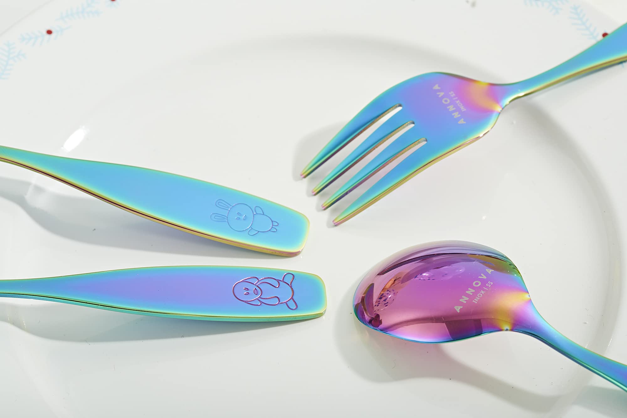 ANNOVA Kids Silverware Set - 12-Piece Stainless Steel Flatware for Toddlers & Children | Safe, Durable Forks & Spoons | BPA-Free Lunchbox Utensils | Rainbow Color Design | Perfect for School, Travel & Family Dining