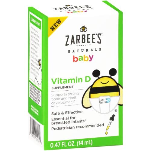 Zarbee's Naturals Baby Vitamin D Drops - 14 Day Supply - Supports Immune System & Bone Health - For Infants & Toddlers - Perfect for Daily Use & Travel
