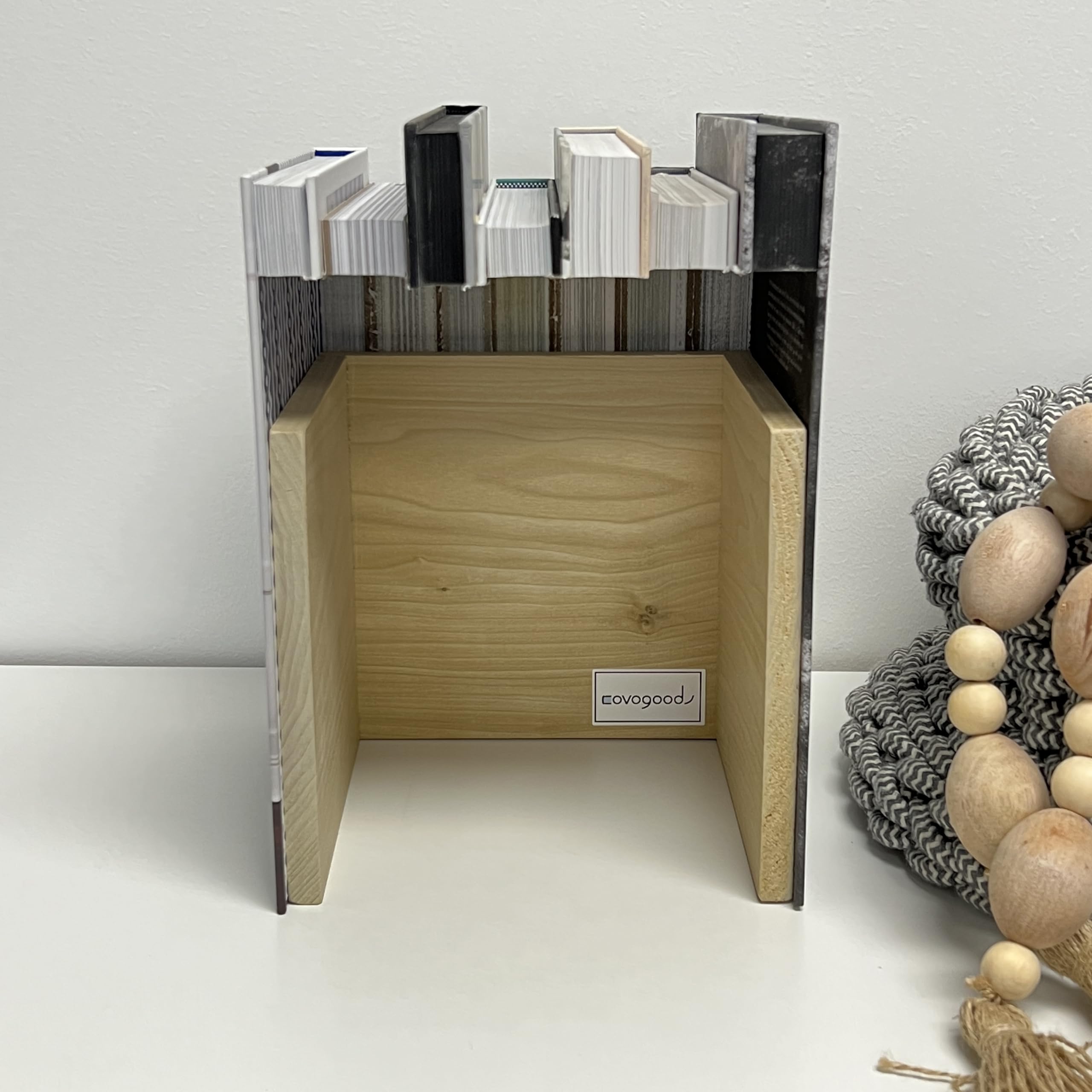 Tall CovoBox v2 - Hidden Storage Secret Book Box for Electronics | Conceal Router, Cables, Modem, Plugs, Outlets | Secure Money, Documents, Jewelry | Made with Real Used Books (Multicolor) | Perfect for Home Office, Living Room & Bedroom Organization