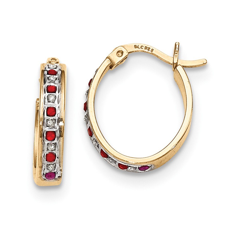 Luxury Sterling Silver & Gold-Plated Diamond & Ruby Oval Hoop Earrings for Women - Elegant Jewelry for Parties, Weddings & Special Occasions