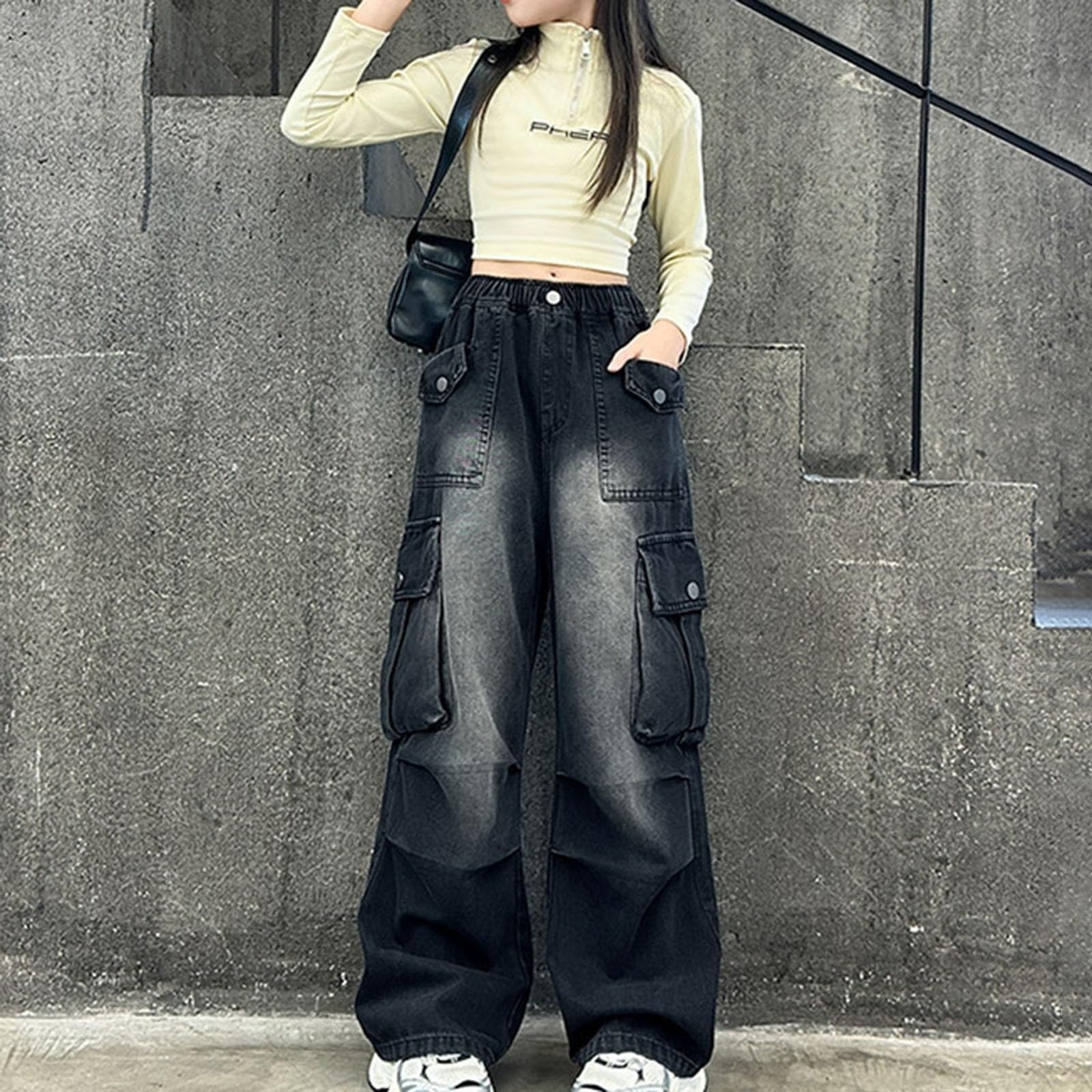 Y2K Baggy Jeans for Girls - High Waist Distressed Denim Pants | Streetwear & Casual Wear
