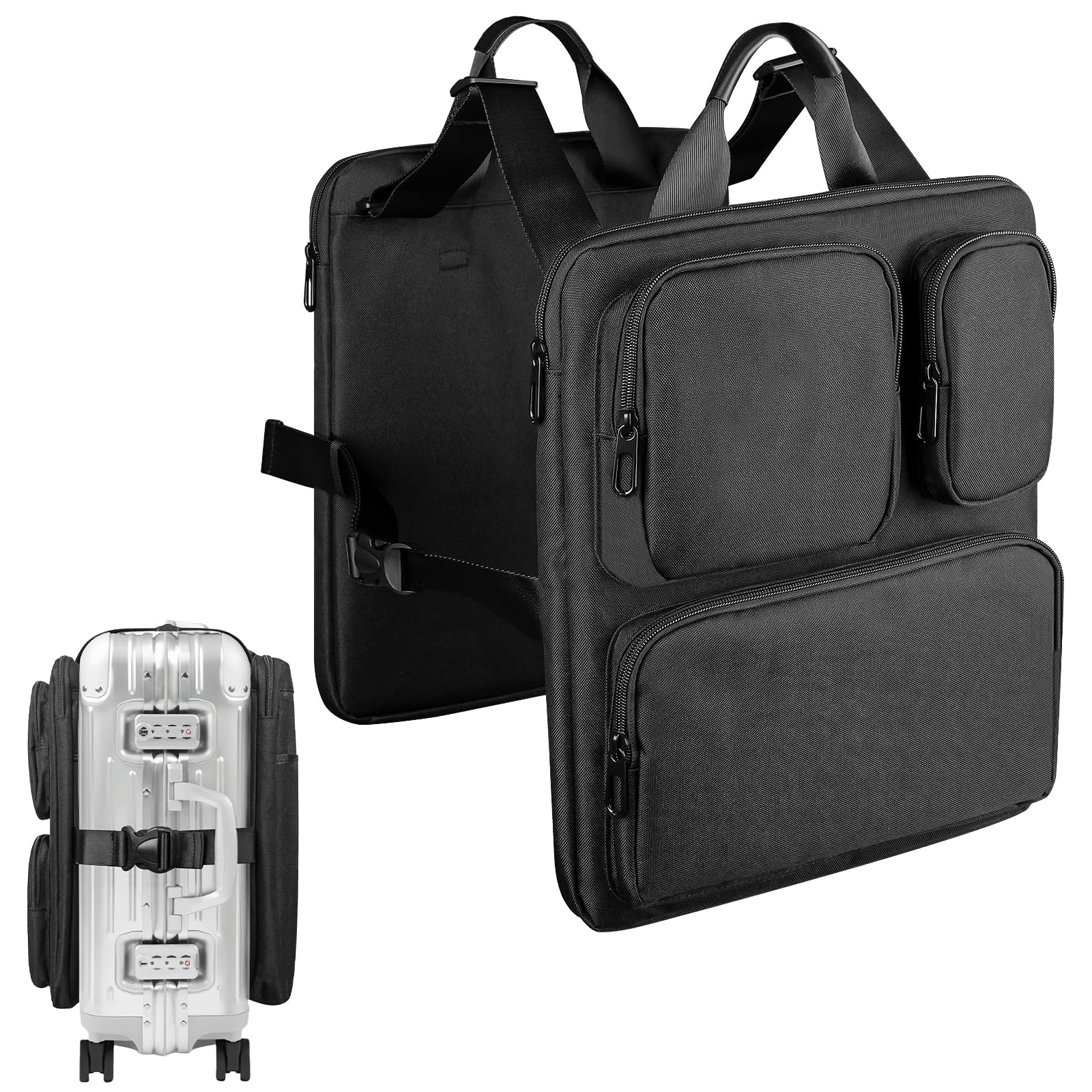 Adjustable Hands-Free Luggage Harness Strap for Suitcases - Black Travel Accessory (15.75