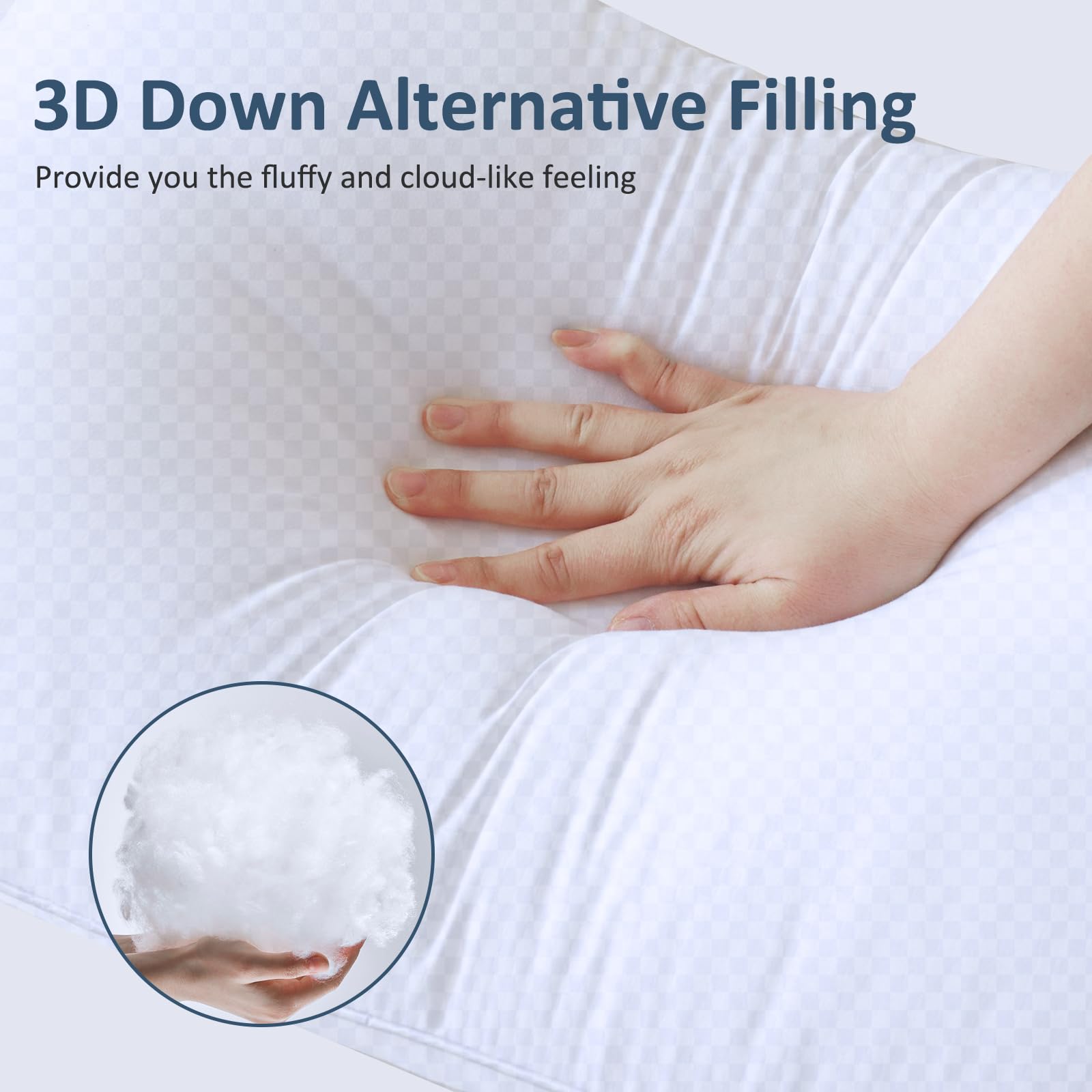 Premium Bed Pillows Set of 4 - Standard Size Soft Hotel Pillows with Hypoallergenic Down Alternative Filling for Side, Back & Stomach Sleepers | 2 White & 2 Grey Fluffy Pillows for Ultimate Comfort - Perfect for Home, Hotel, Guest Room & Airbnb Use
