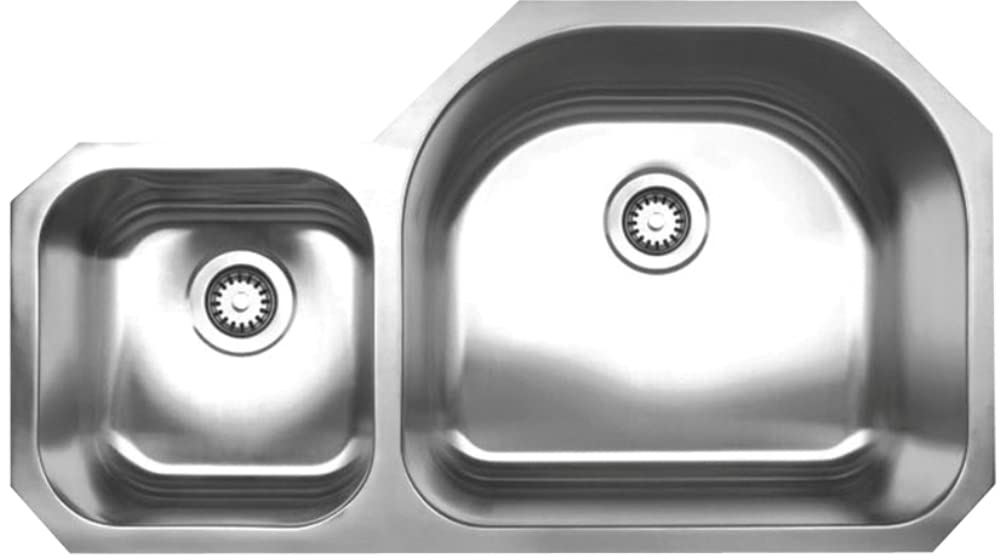 Whitehaus Collection WHNDBU3721 Double Bowl Stainless Steel Kitchen Sink - Perfect for Modern Kitchens & Busy Home Chefs