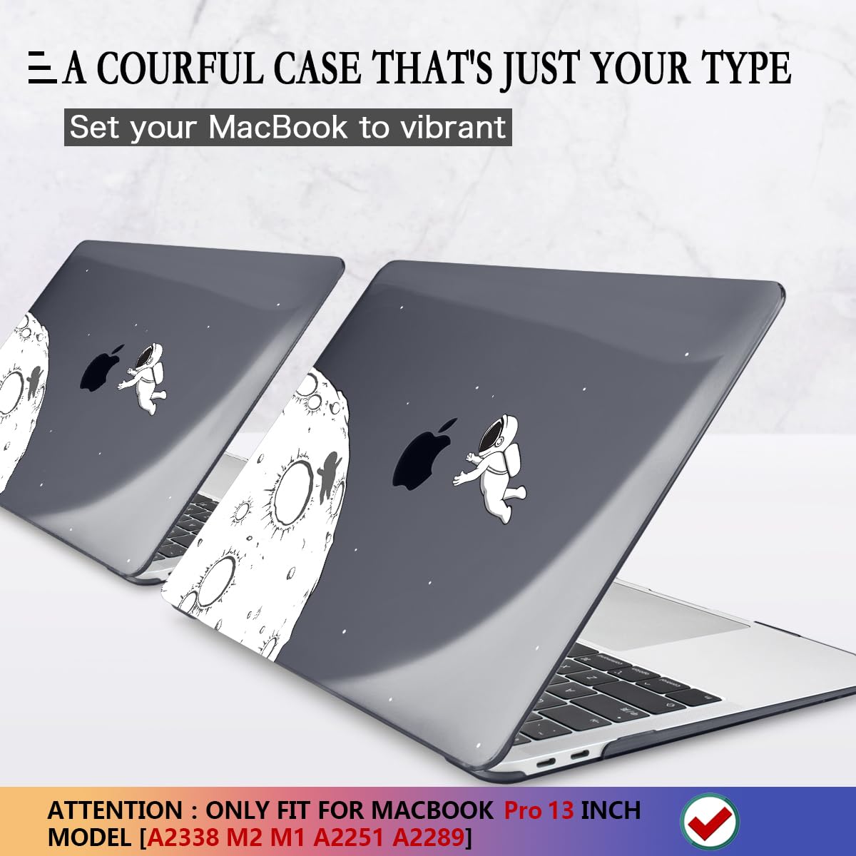 CISSOOK Black Astronaut Hard Shell Case for MacBook Pro 13 Inch (2020-2023 Models) - Compatible with M2 A2338 & M1 A2251/A2289 - Protective Plastic Cover with Keyboard Protector | Perfect for Work, Travel and School Use