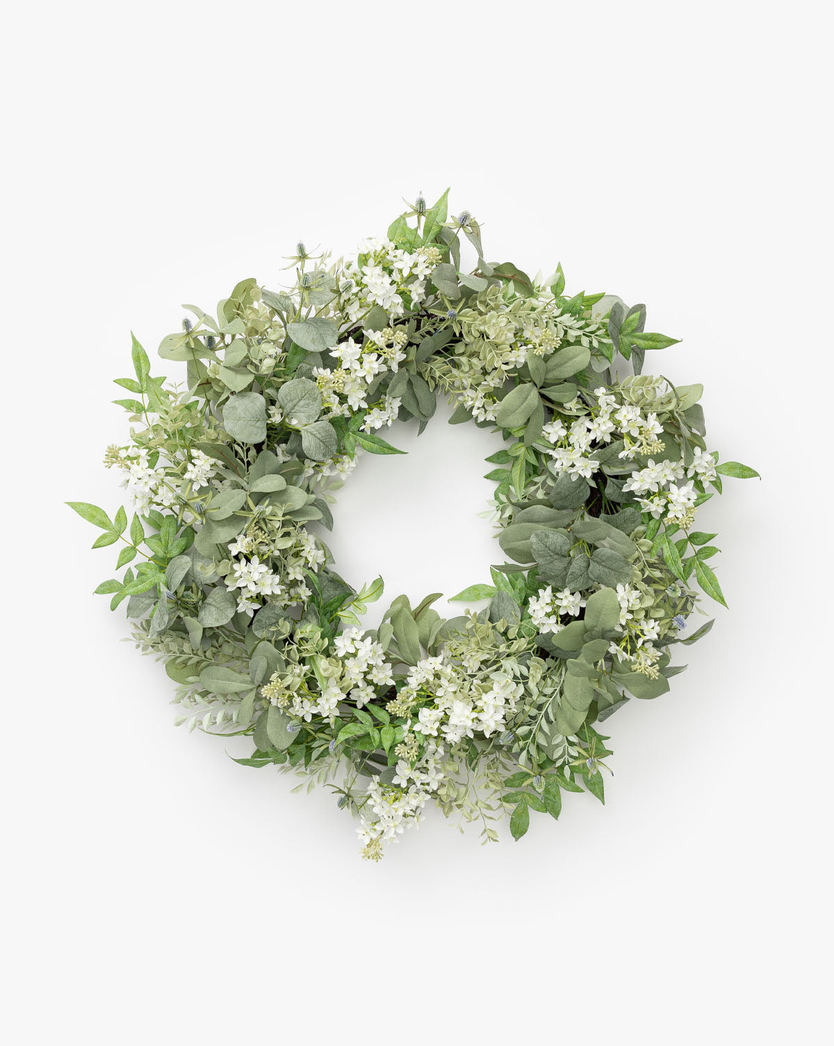 Orange Jasmine & Eucalyptus Wreath - Handmade Floral Wreath for Front Door Decor, Wedding, Home, and Wall Decoration