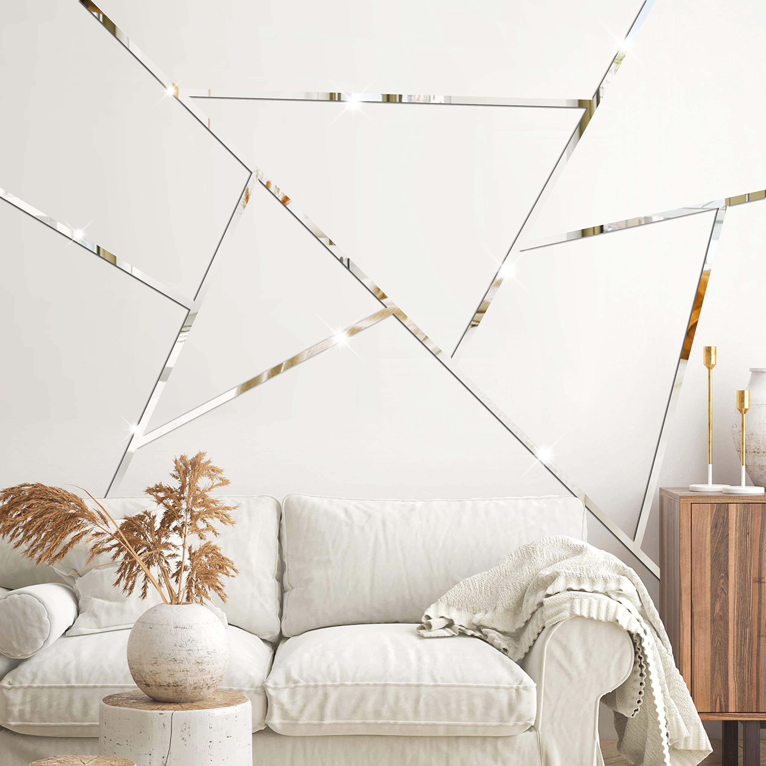 3D Striped Acrylic Mirror Wall Stickers - Peel & Stick Removable Geometric Mirror Decals for Living Room, Bedroom, Bathroom & Office Decor | Modern Wall Art for Home & Commercial Spaces