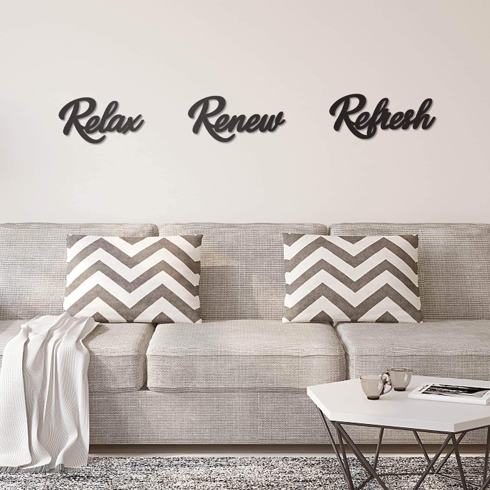 3-Piece Wooden Bathroom Wall Decor Signs - Relax Renew Refresh Hanging Plaques for Spa, Home Decor (Black) - Perfect for Bathroom, Powder Room & Guest Bath Decor