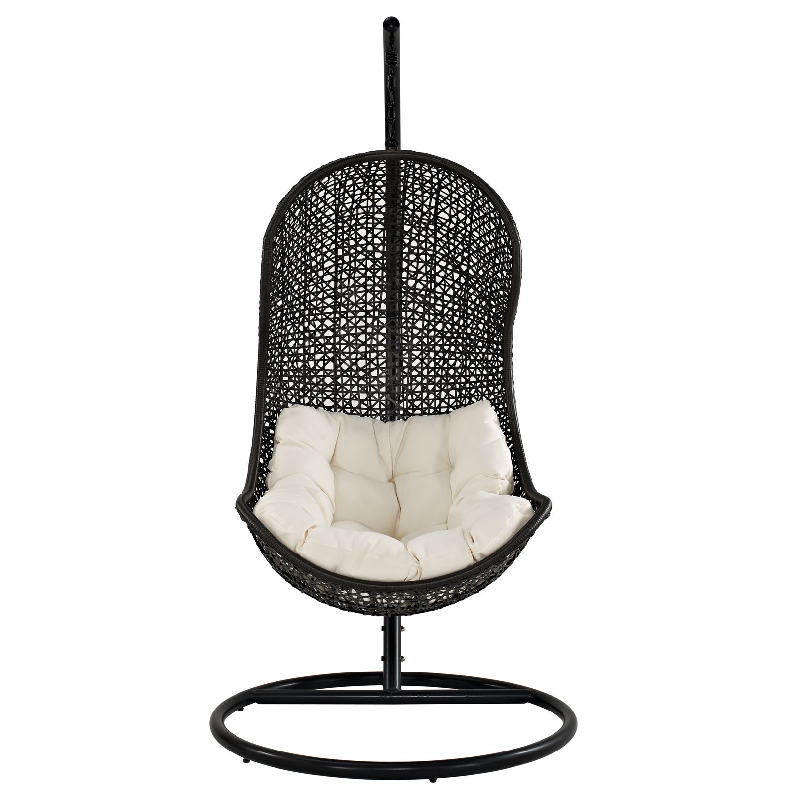 Modway EEI-806-SET Parlay Wicker Rattan Outdoor Swing Chair with Stand - White Patio Lounge for Porch, Garden & Backyard Relaxation