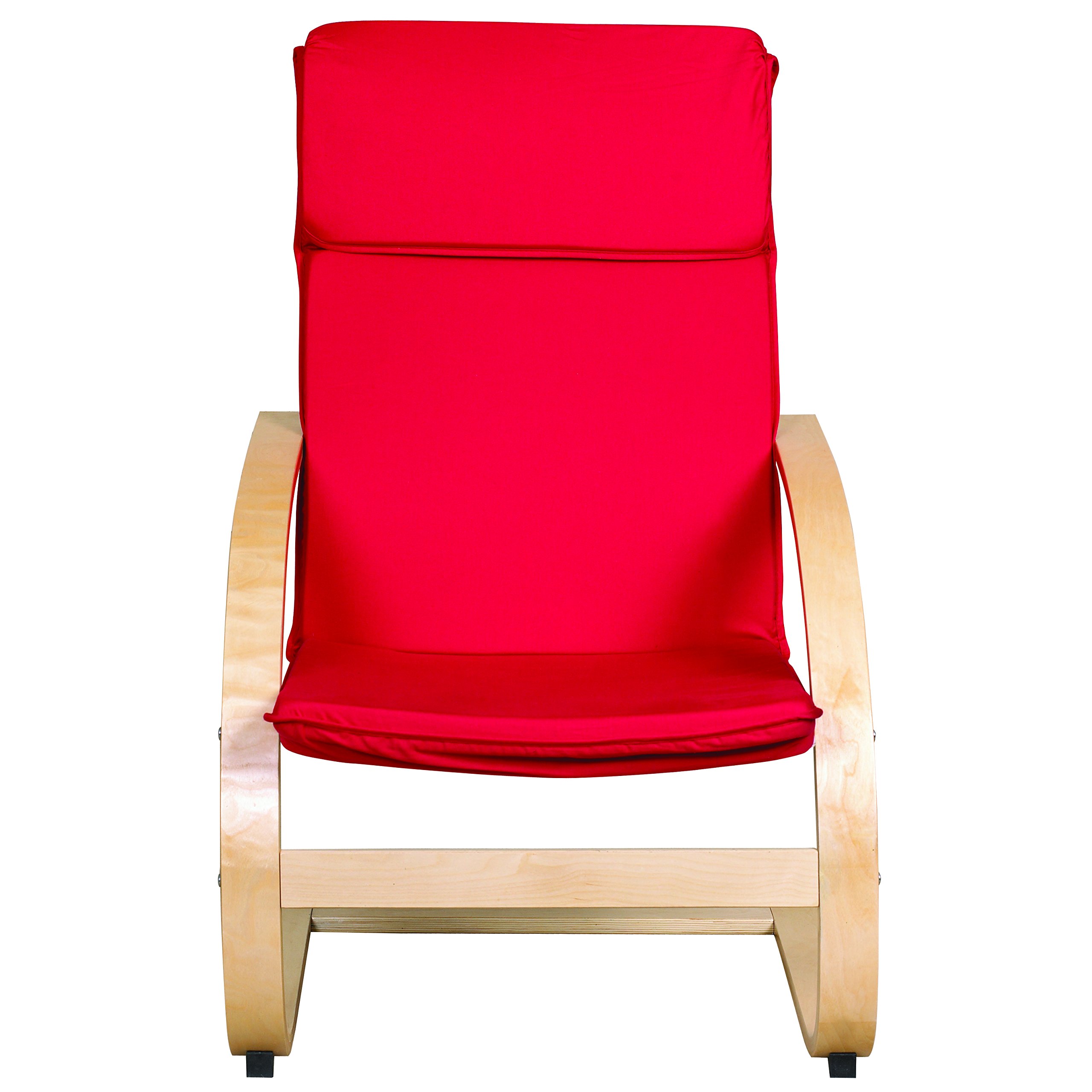 ECR4Kids Natural Bentwood Comfort Arm Chair for Adults - Birch Finish with Red Cushions - Ergonomic Teacher Chair for Classroom, Office, or Home Use