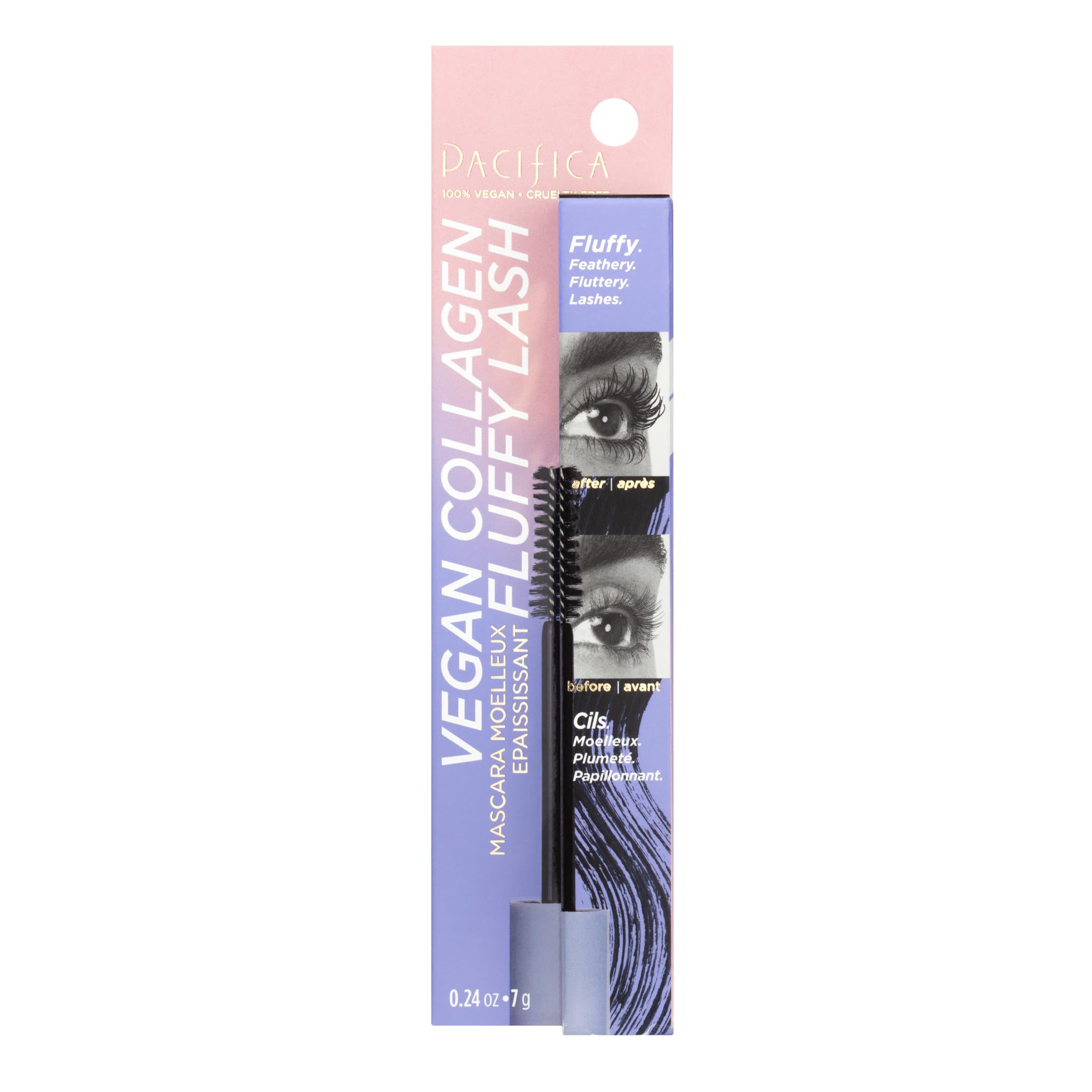 Pacifica Vegan Collagen Volumizing Mascara - Black Cruelty-Free Lash Enhancer (0.24 oz) for Everyday Glam & Special Occasions
