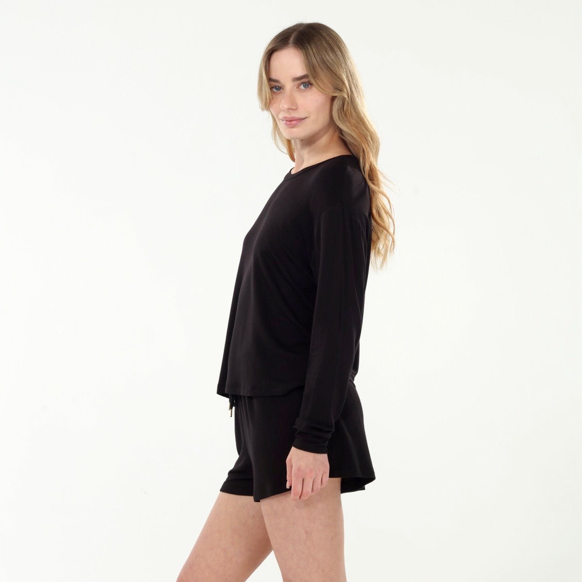 Good Times Shortie Set In Black - Women's Casual Lounge & Sleepwear Set for Comfortable Nights & Relaxing at Home