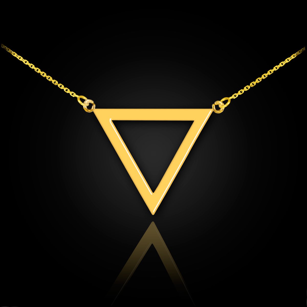 14K Yellow Gold Geometric Inverted Triangle Pendant Necklace - 22