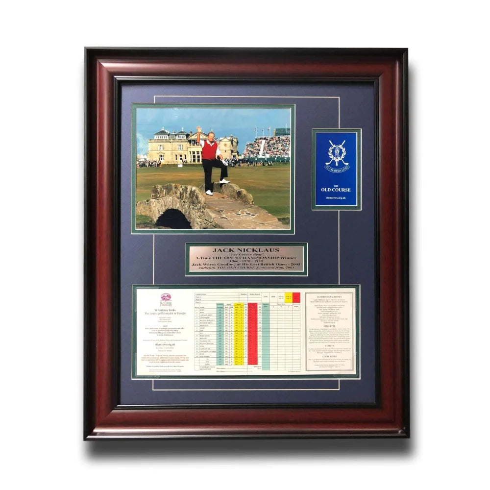 Authentic Jack Nicklaus 2005 British Open St. Andrews Old Course Framed Scorecard with COA - Golf Memorabilia for Office Decor & Sports Fan Gifts