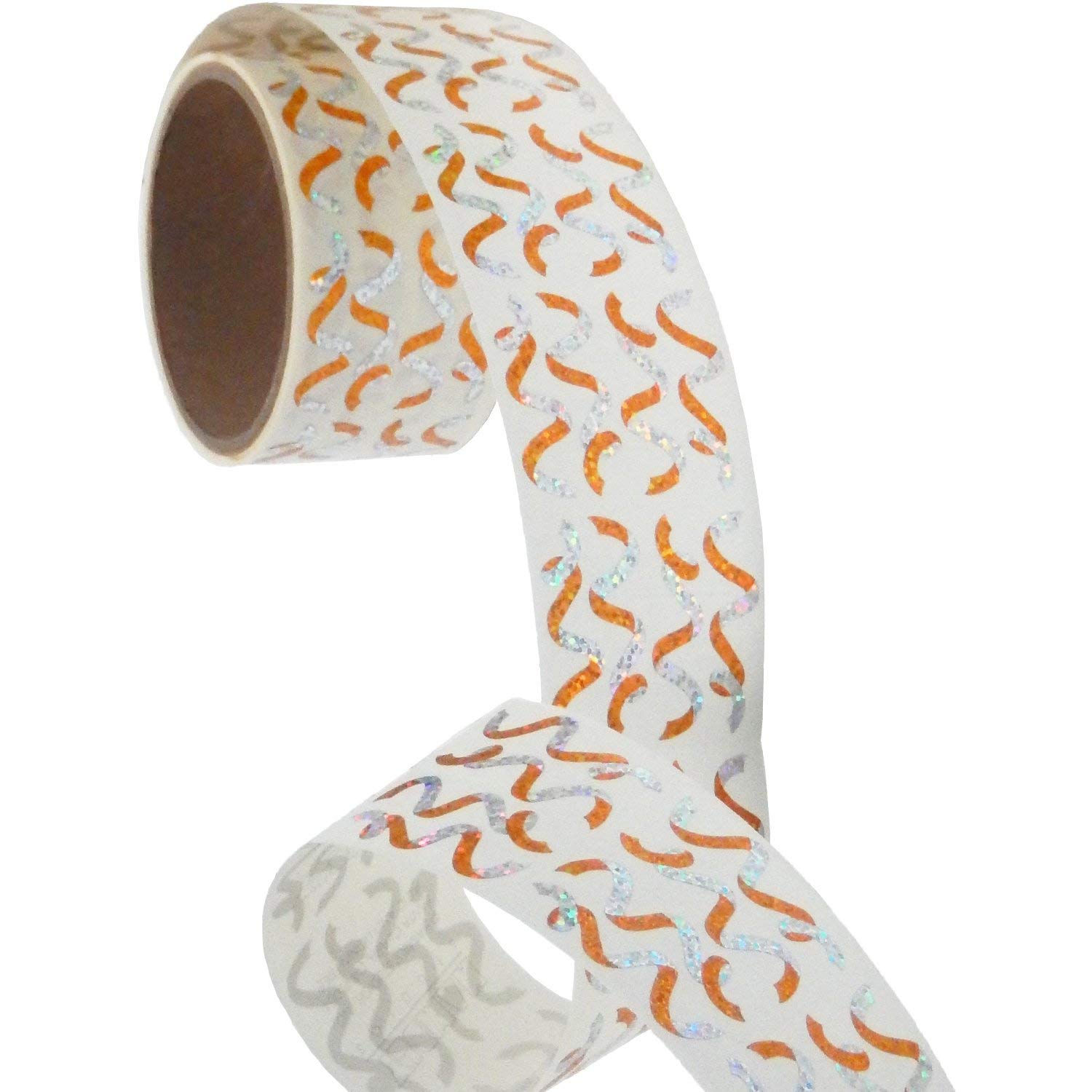 Jillson Roberts Bulk Roll Birthday Themed Prismatic Stickers - 100 Repeats, Mini Gold & Silver Streamers for Party Decorations, Gift Wrapping & Scrapbooking