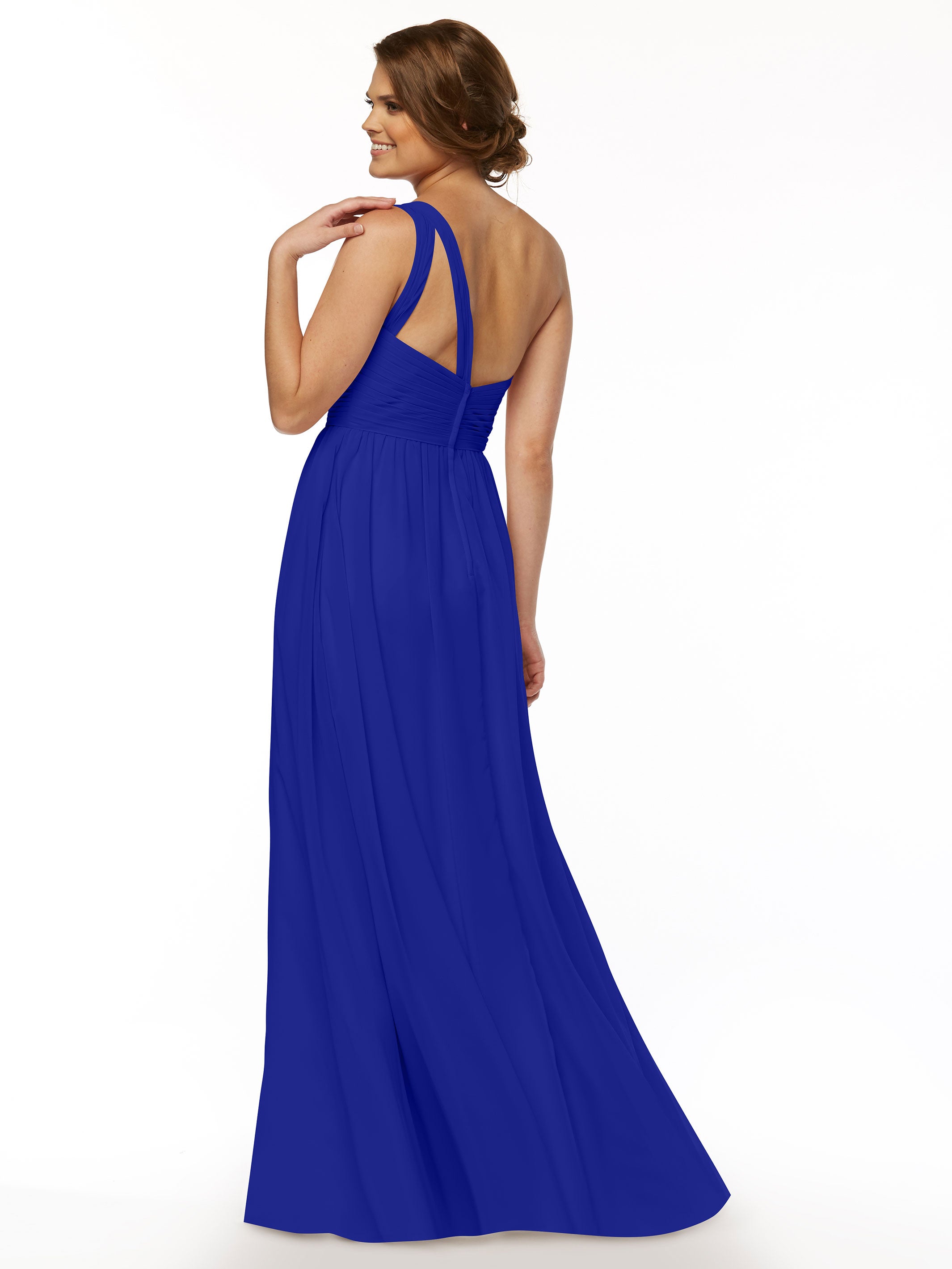 Elegant One Shoulder A-Line Chiffon Bridesmaid Dress with Ruching - Perfect for Weddings, Formal Events & Special Occasions