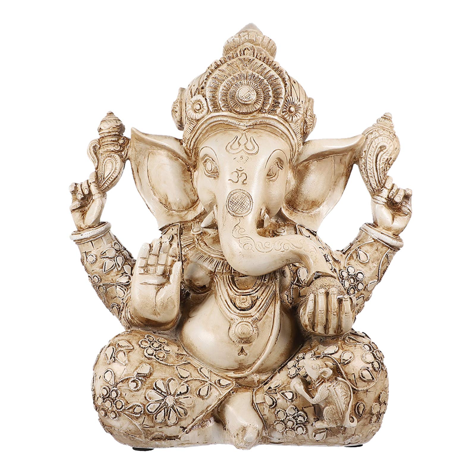 DOITOOL Hindu God Lord Ganesha Statue - 10.4x12 Inch Resin Elephant Buddha Sculpture for Home Blessing, Diwali Decoration, Desk Ornament | Perfect for Pooja Room, Meditation Space & Indian Home Decor