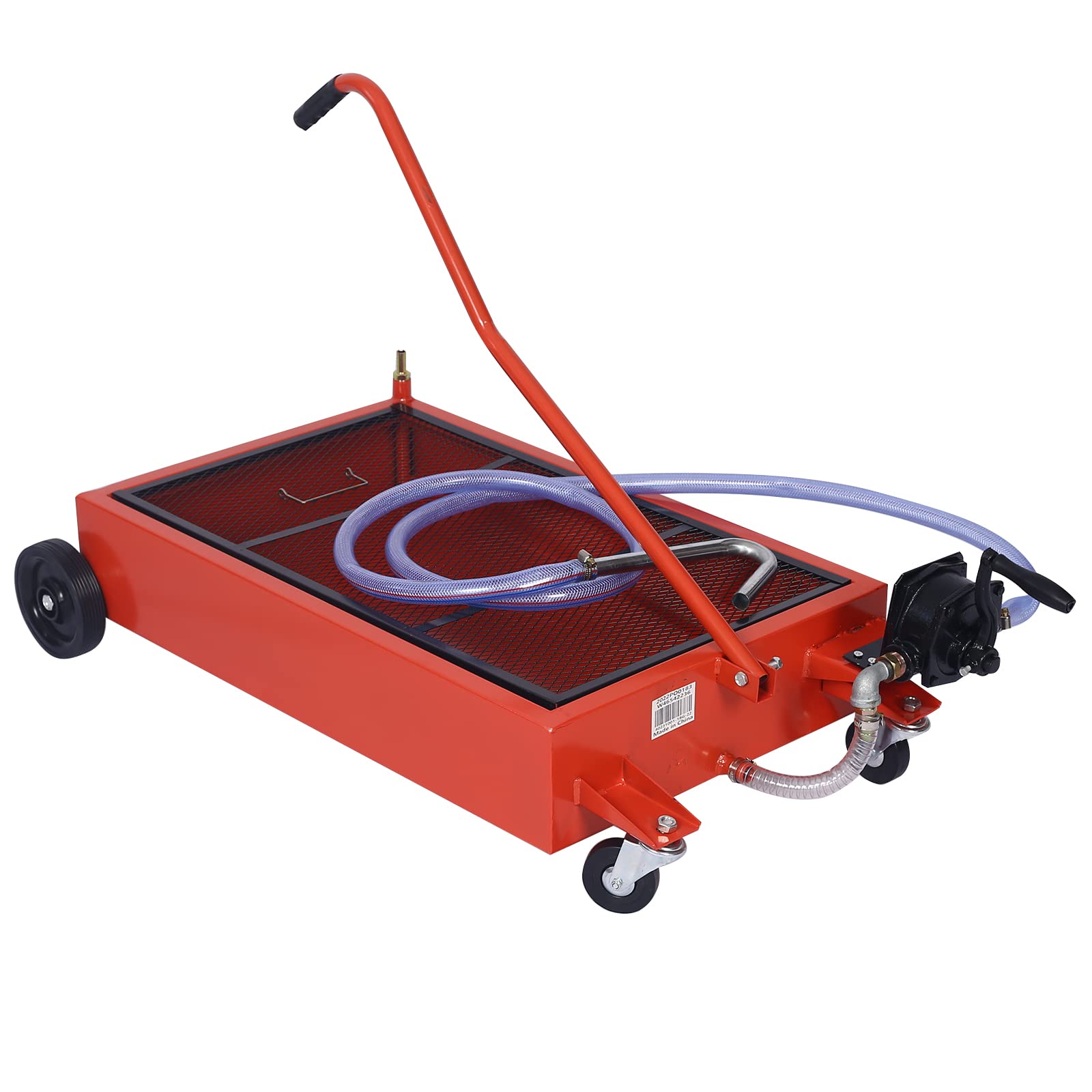 Yoluckea 17 Gallon Portable Oil Drain Pan with Pump - Foldable Handle, 7 ft Hose & Swivel Caster Wheels for Easy Car & Truck Oil Changes - Ideal for DIY Mechanics & Quick Lube Stations