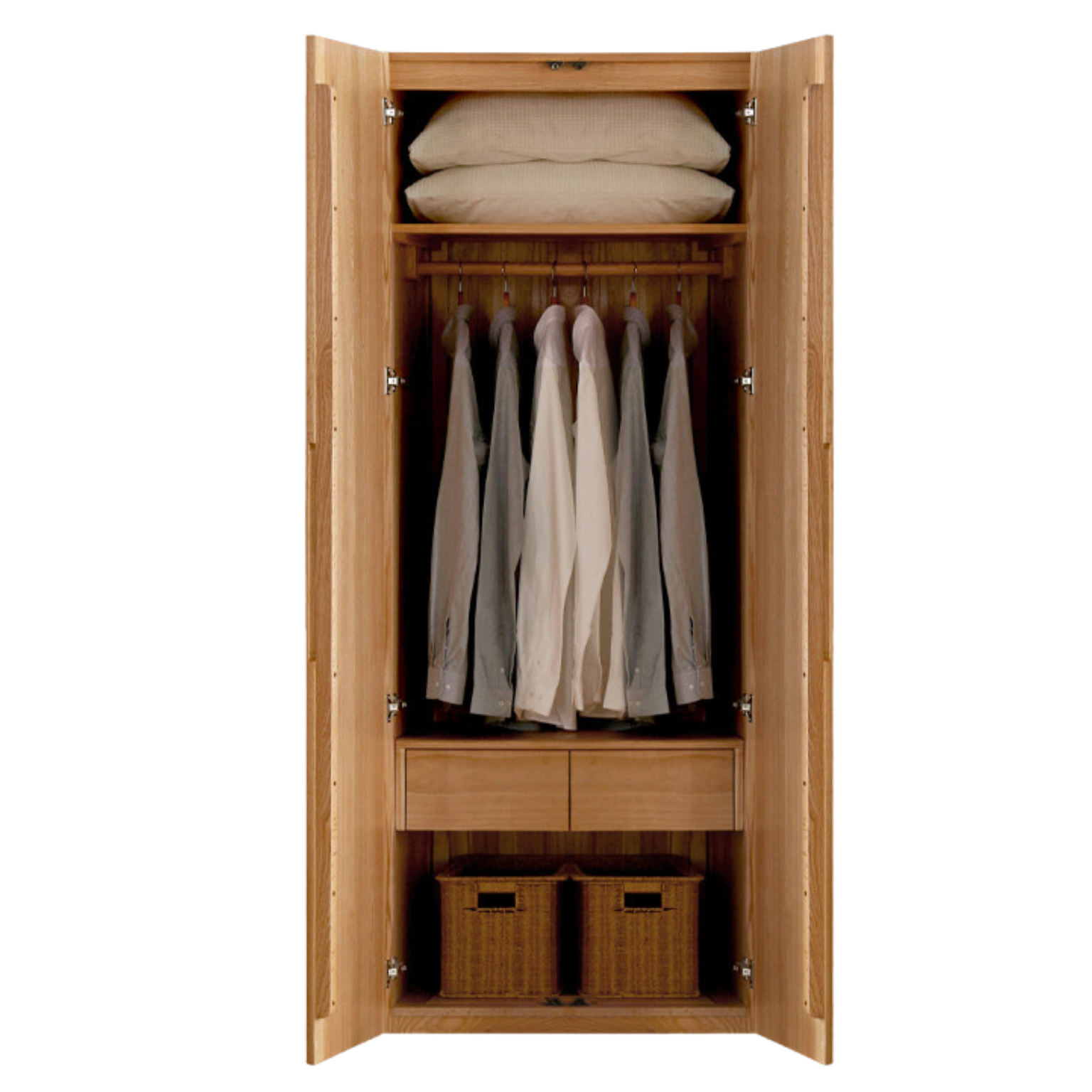 Solid Oak Wood Wardrobe - Premium Quality, Spacious Storage for Bedroom, Closet & Home Organization