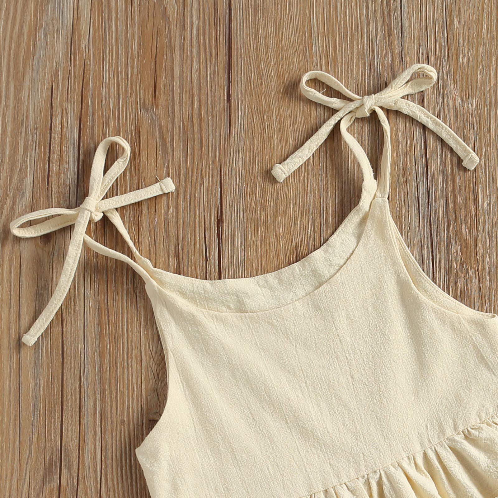 **Toddler Baby Girls Cotton Linen Strappy Tunic Dress with Pocket - Casual Swing Sundress for Summer, Beach, Party & Princess Play**    **使用场景:** Perfect for summer outings, beach vacations, birthday parties, princess-themed events, and everyday casual wear.