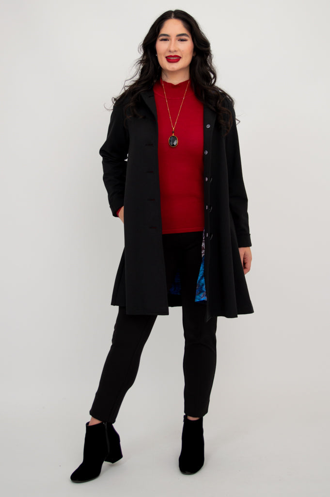 Florence Coat for Women - Soft Modal Fabric, Black Winter Trench Coat - Perfect for Office, Date Night & Cold Weather