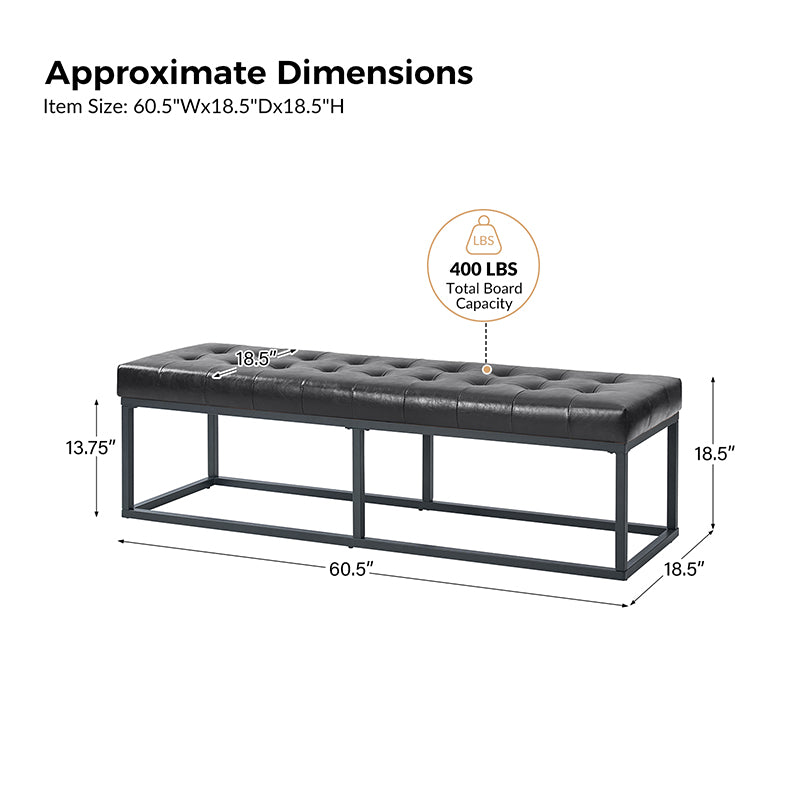 Amparo Mid Century Modern Bench with Sturdy Metal Base - Perfect for Living Room, Bedroom, or Entryway Seating