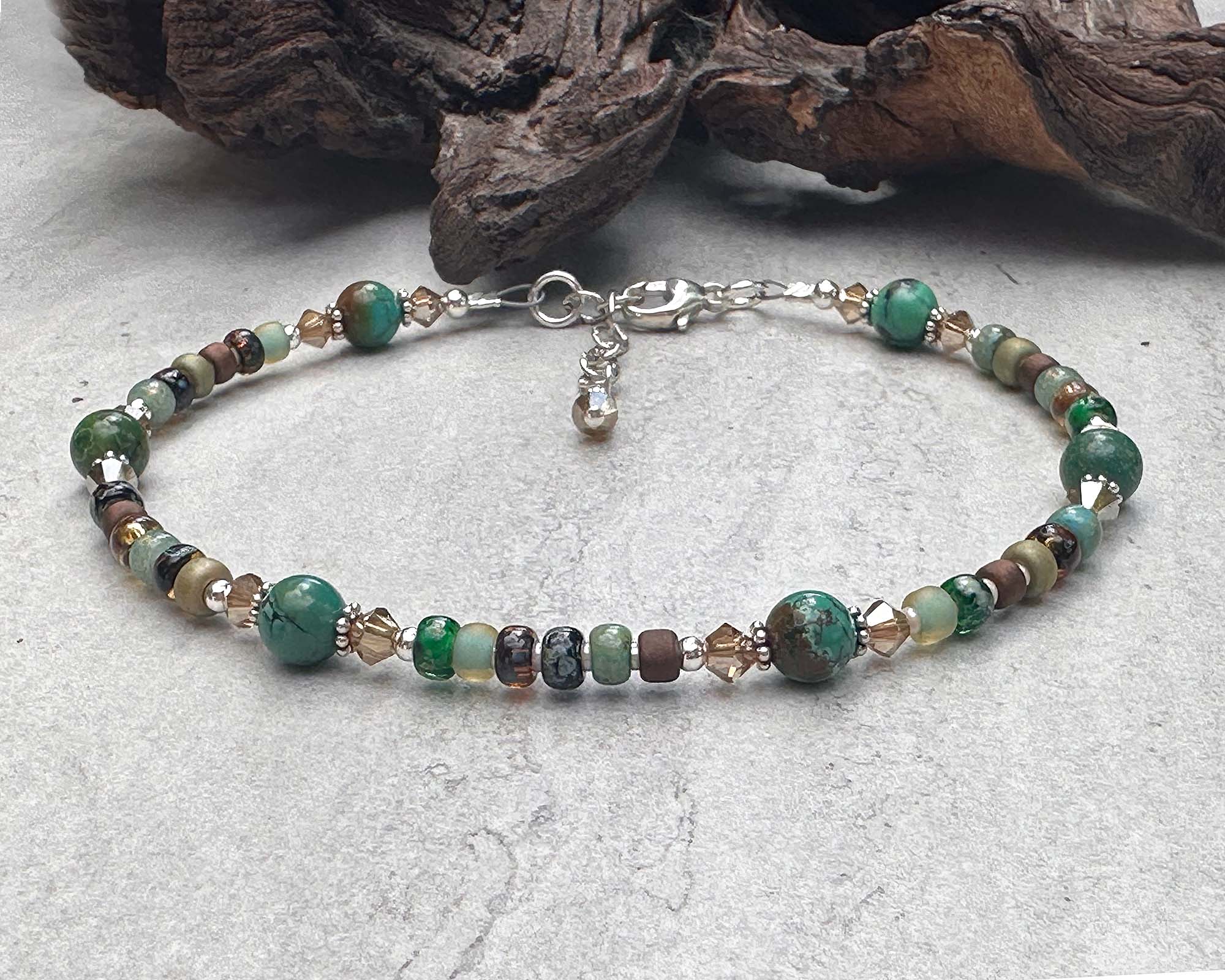 Old World Jasper Gemstone Beaded Anklet - Handmade Natural Stone Ankle Bracelet for Women | Boho Chic Jewelry for Beach, Festival & Everyday Wear