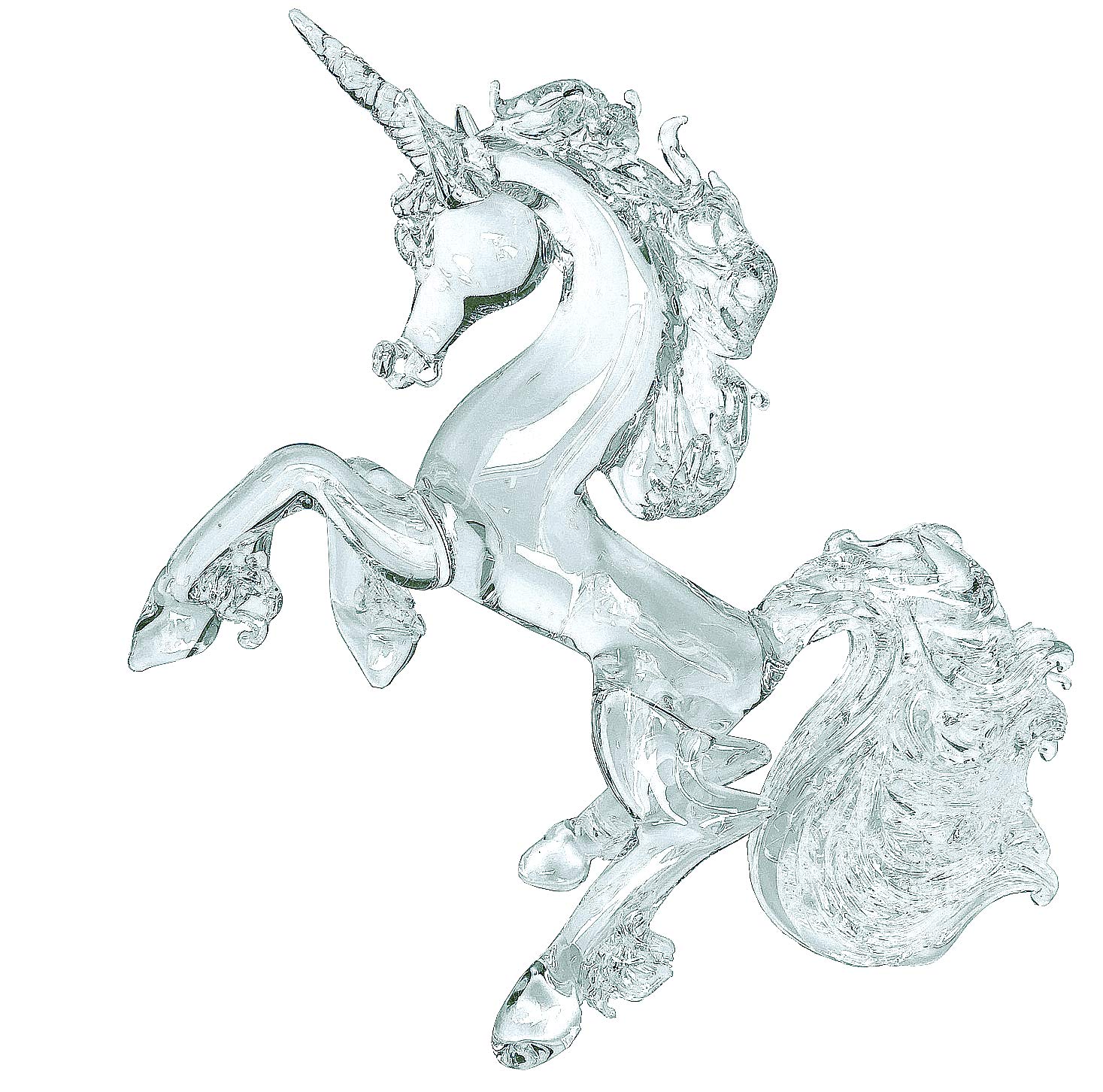 Hand Blown Glass Unicorn Rearing Crystal Figurine - Elegant Home Decor, Unique Gift Idea for Birthday, Wedding & Christmas - Perfect for Shelf Display, Office Desk & Collectible Showcase