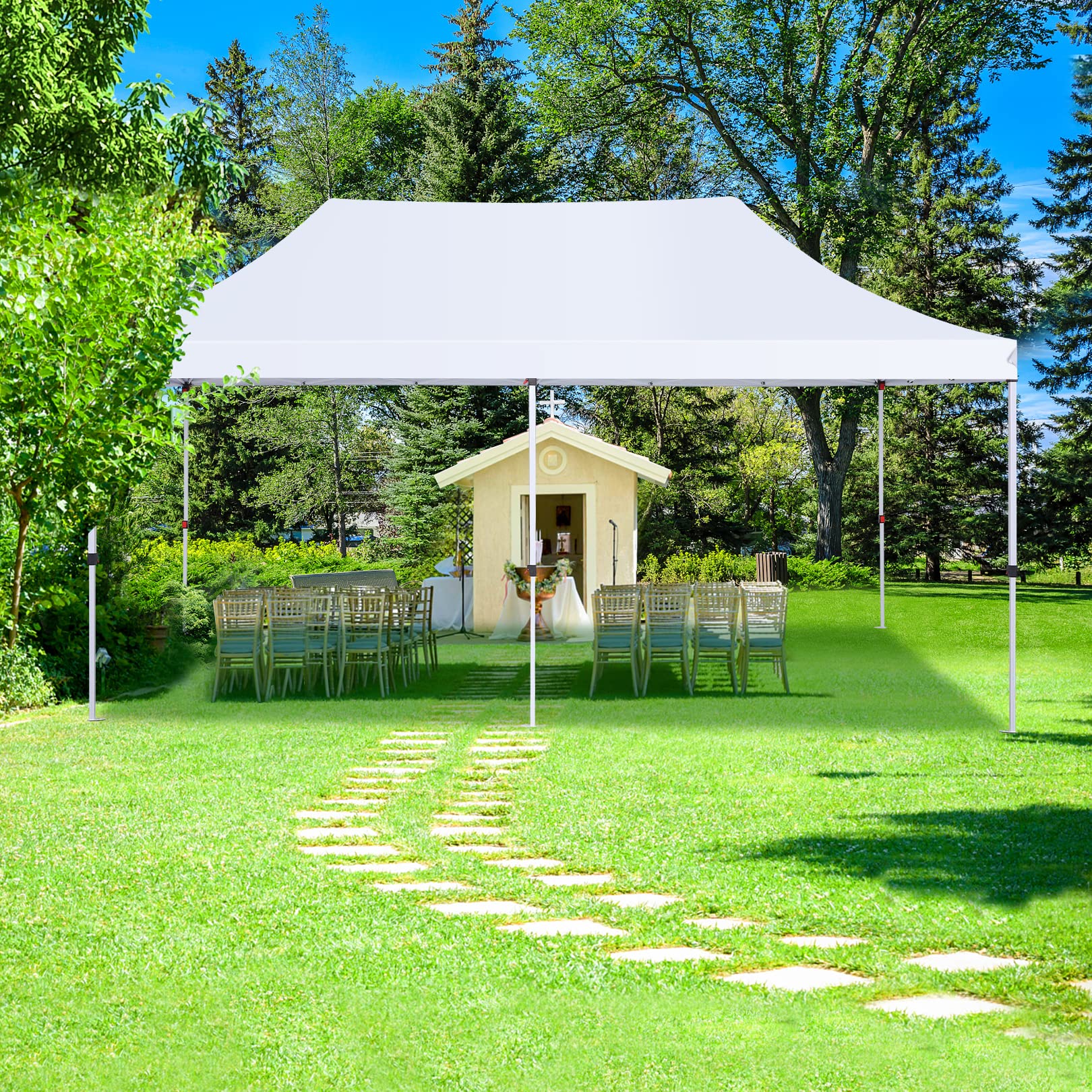 COBIZI 10x20ft Pop Up Canopy Tent with 4 Removable Sidewalls - Waterproof & UV50+ Protection, Easy Setup Commercial Gazebo with Carrying Bag, Adjustable Leg Heights - Perfect for Outdoor Parties, Farmers Markets, Camping & Beach Events