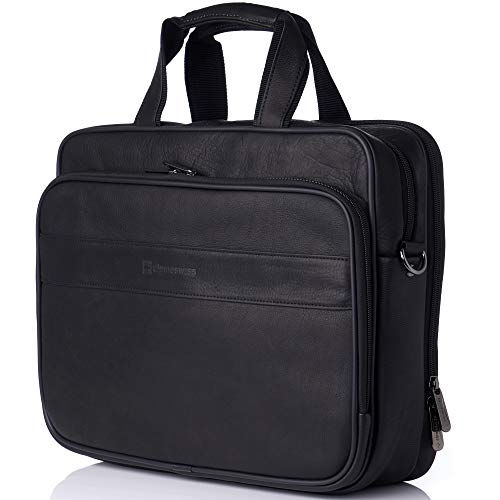 Premium Alpine Swiss Genuine Colombian Leather Messenger Bag - 15.6