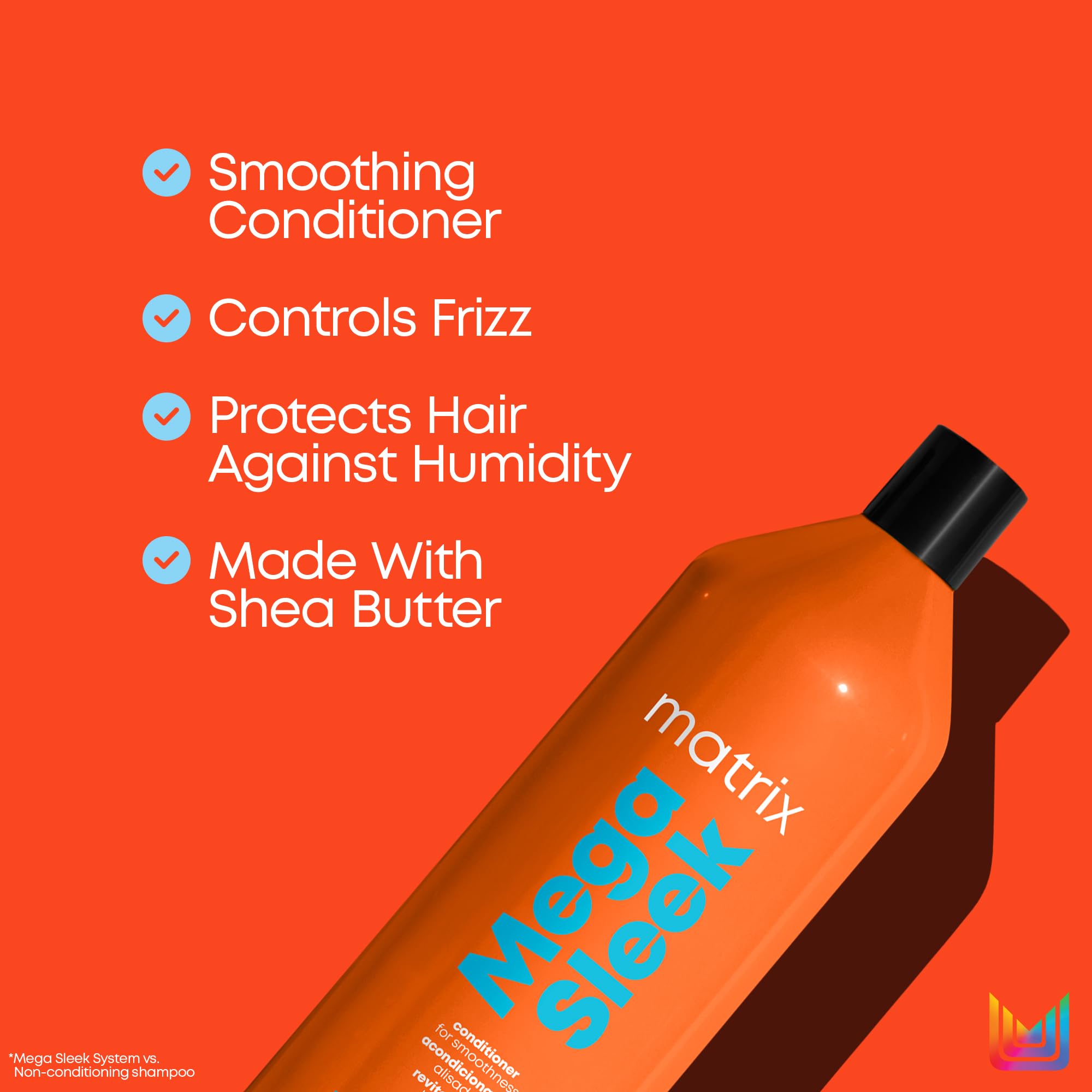 Matrix Mega Sleek Shampoo and Conditioner Set - Smoothing, Anti-Frizz, Detangling for Dry, Damaged & Frizzy Hair - Nourishes with Shea Butter, Vegan & Cruelty-Free - Perfect for Daily Hair Care, Salon-Quality Results at Home