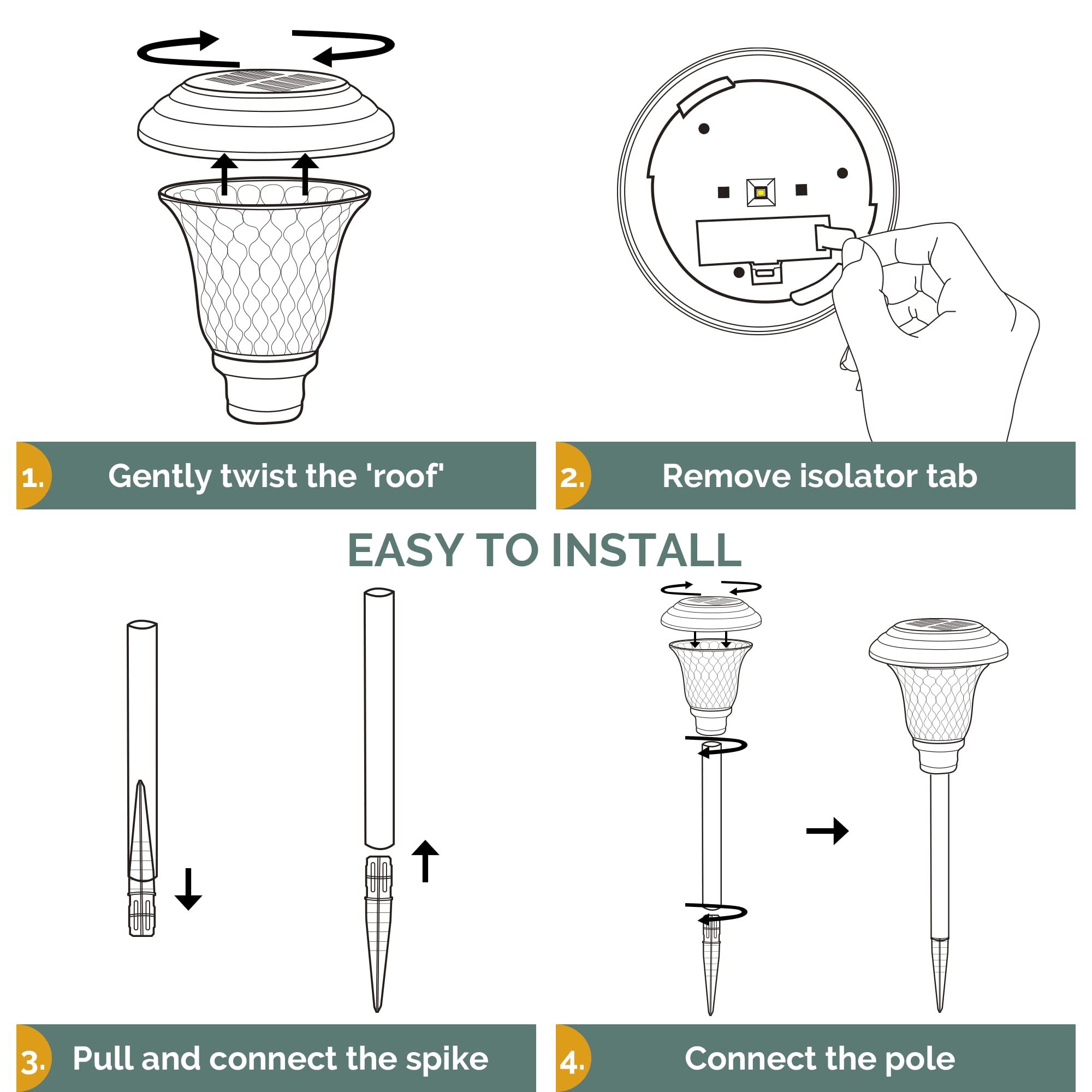 GIGALUMI 8 Pack Solar Pathway Lights Outdoor - Waterproof LED Garden Lights for Yard, Patio, Walkway & Landscape - Warm White Solar Powered Path Lighting (Brown) | Perfect for Driveway, Backyard, Deck & Garden Decor