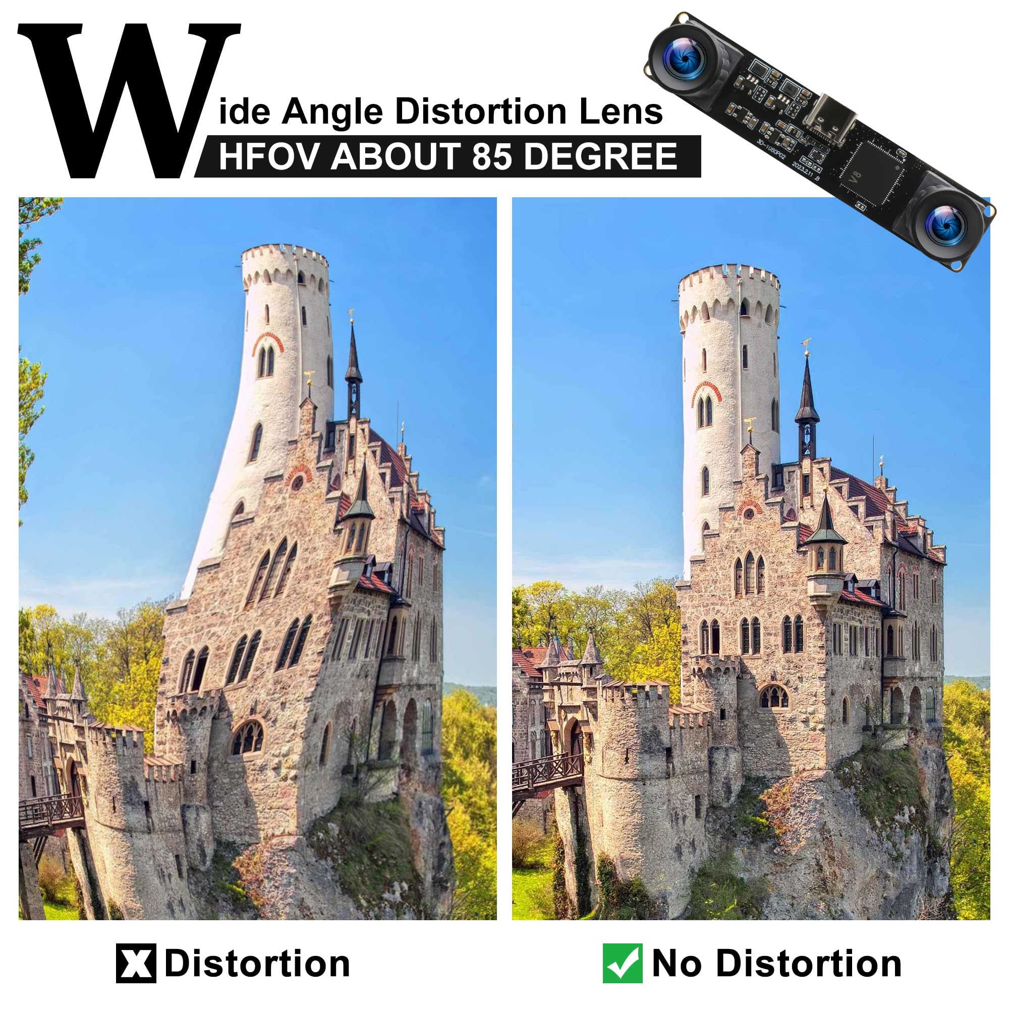 IFWATER 4MP USB Camera 60fps Dual Lens Webcam - 3840x1080P HD No Distortion, 3D Stereo USB Webcam for PC, Face Recognition, VR & Biometric Detection - Perfect for Video Conferencing, Live Streaming & Security Monitoring
