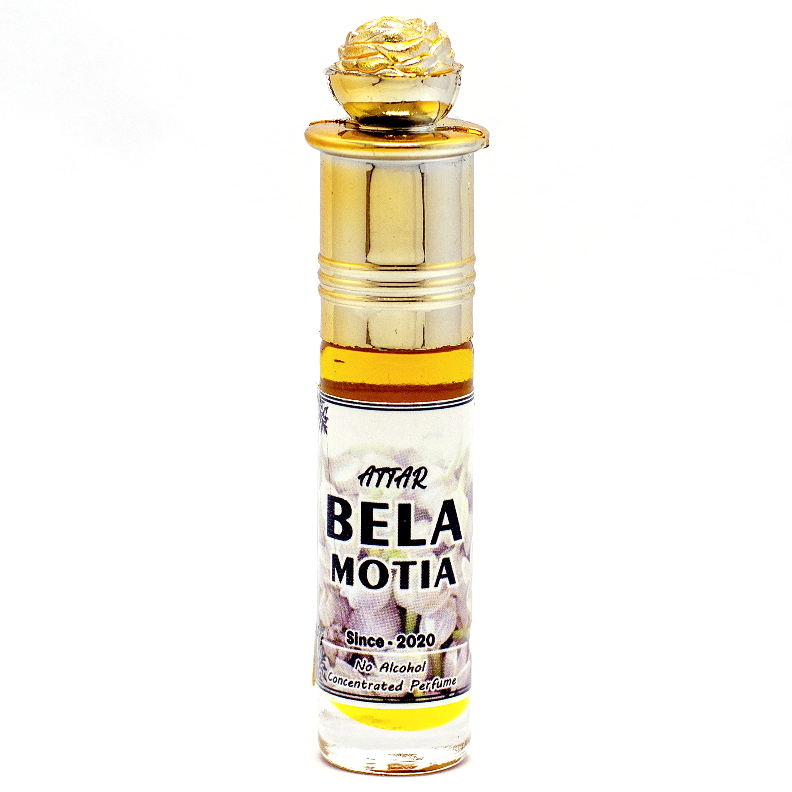 Pure Natural Attar Bela Motia Mogra Perfume Oil - 100% Alcohol-Free, Long-Lasting 24-Hour Fragrance | Original Rooh Mogra Scent for Aromatherapy, Meditation & Daily Wear