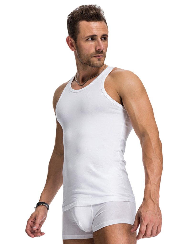 Men's Breathable Cotton Tank Top Undershirt - White XXL - Perfect for Gym, Workout & Casual Wear