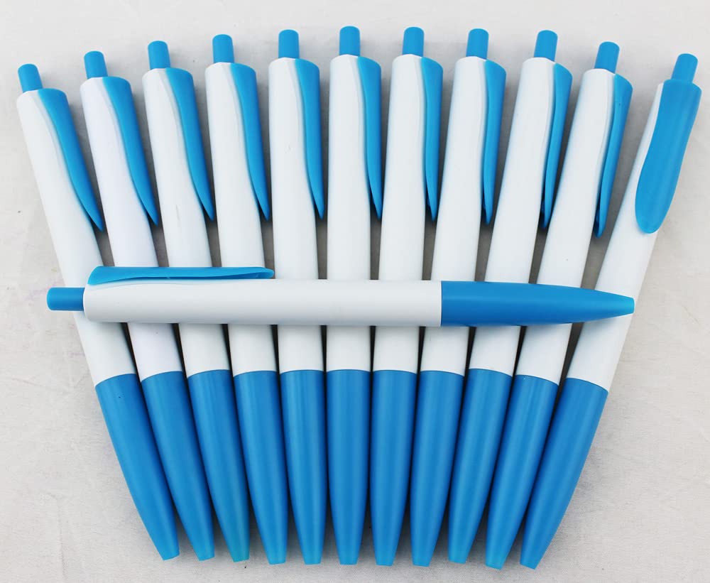 Bulk Blank Ballpoint Pens with Blue Ink - 40 Pack Colored Pens for Office, School & Gifts - EZPENCILS Premium Writing Supplies (Blue Tip, Clip & Cap) - Perfect for Note Taking, Journaling & Corporate Branding