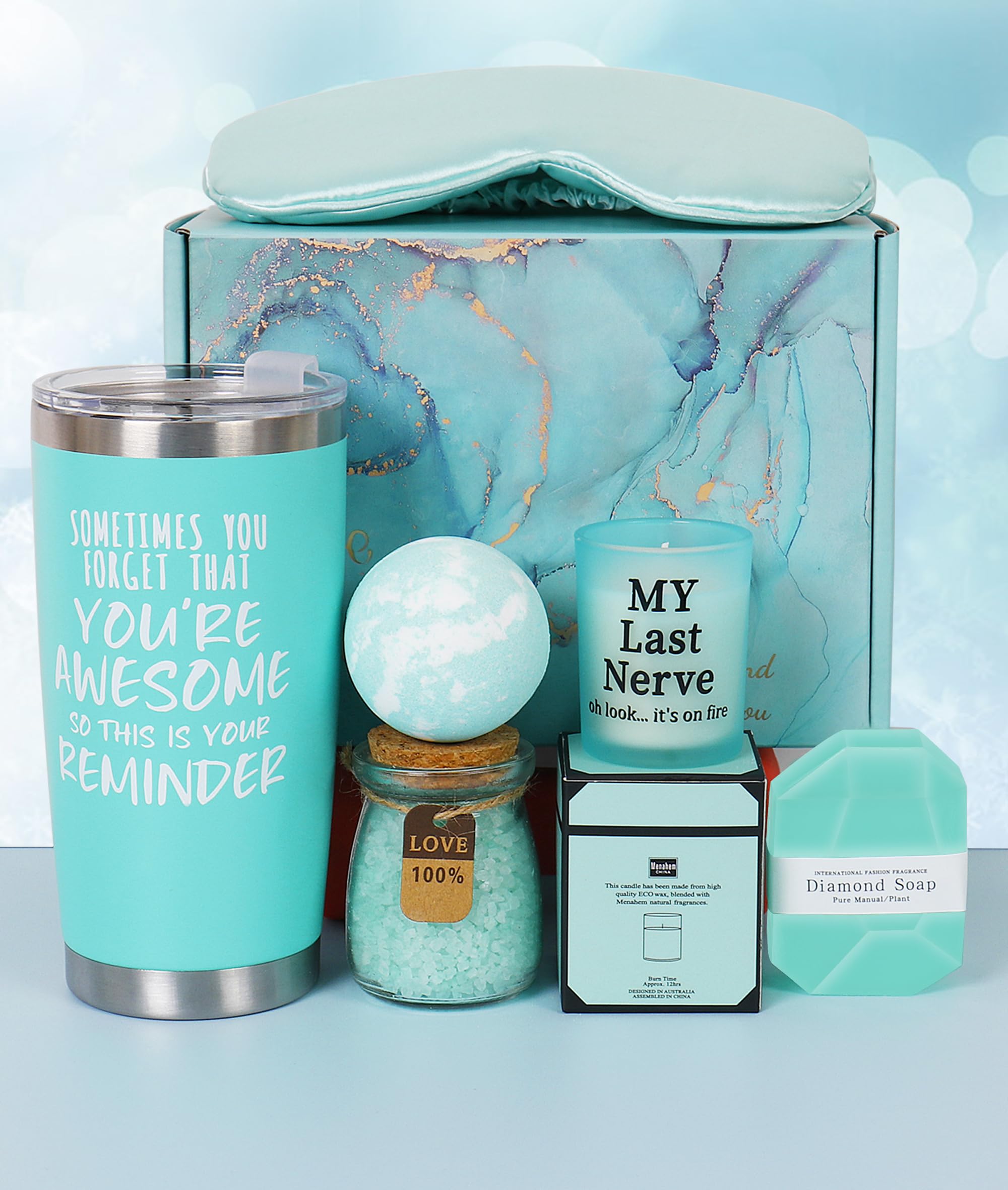 Relaxing Spa Gift Basket Set for Women - Birthday, Christmas, Mother's Day Gifts for Her, Wife, Sister & Best Friend - Includes Tumbler & Candle - Perfect for Self-Care, Appreciation & Special Occasions