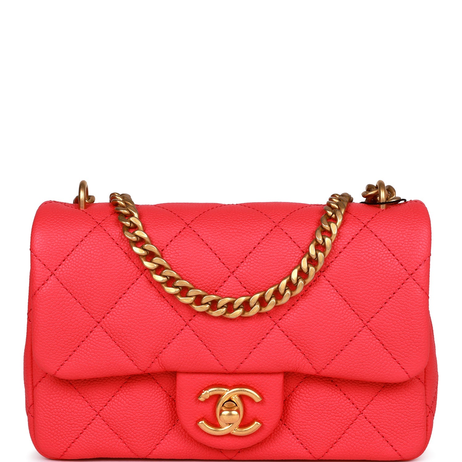 Chanel Mini Flap Bag in Pink Caviar Leather with Antique Gold Hardware - Perfect for Evening Events, Date Nights & Luxury Fashion Accessories