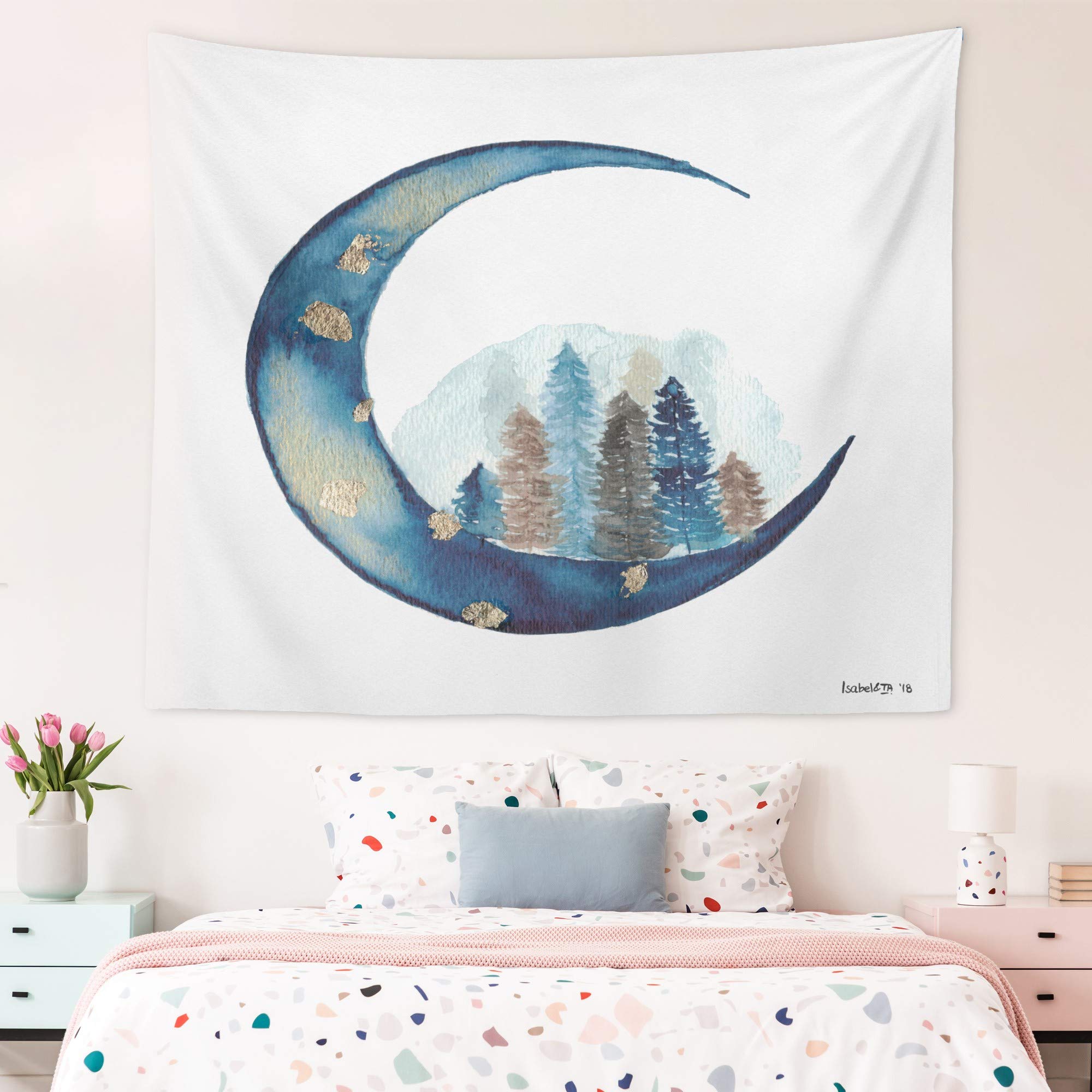 Oliver Gal Artist Co. Moon Forest Astronomy Space Tapestry Wall Art - 80