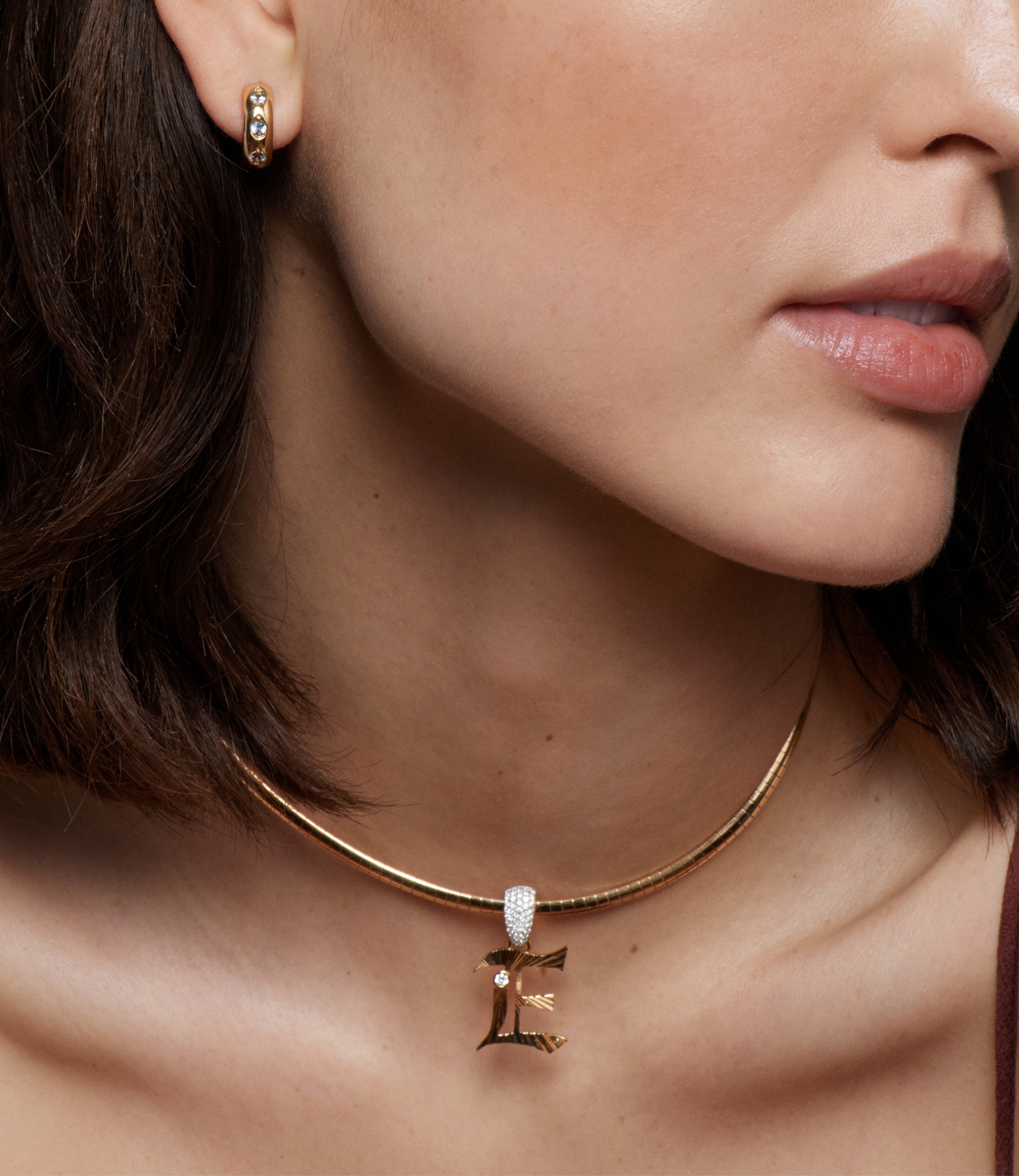 Personalized Initial Pendant Necklace - 14K Yellow Gold Diamond Letter Charm with Annex Link Chain | Elegant Jewelry Gift for Women, Birthday, Anniversary & Special Occasions