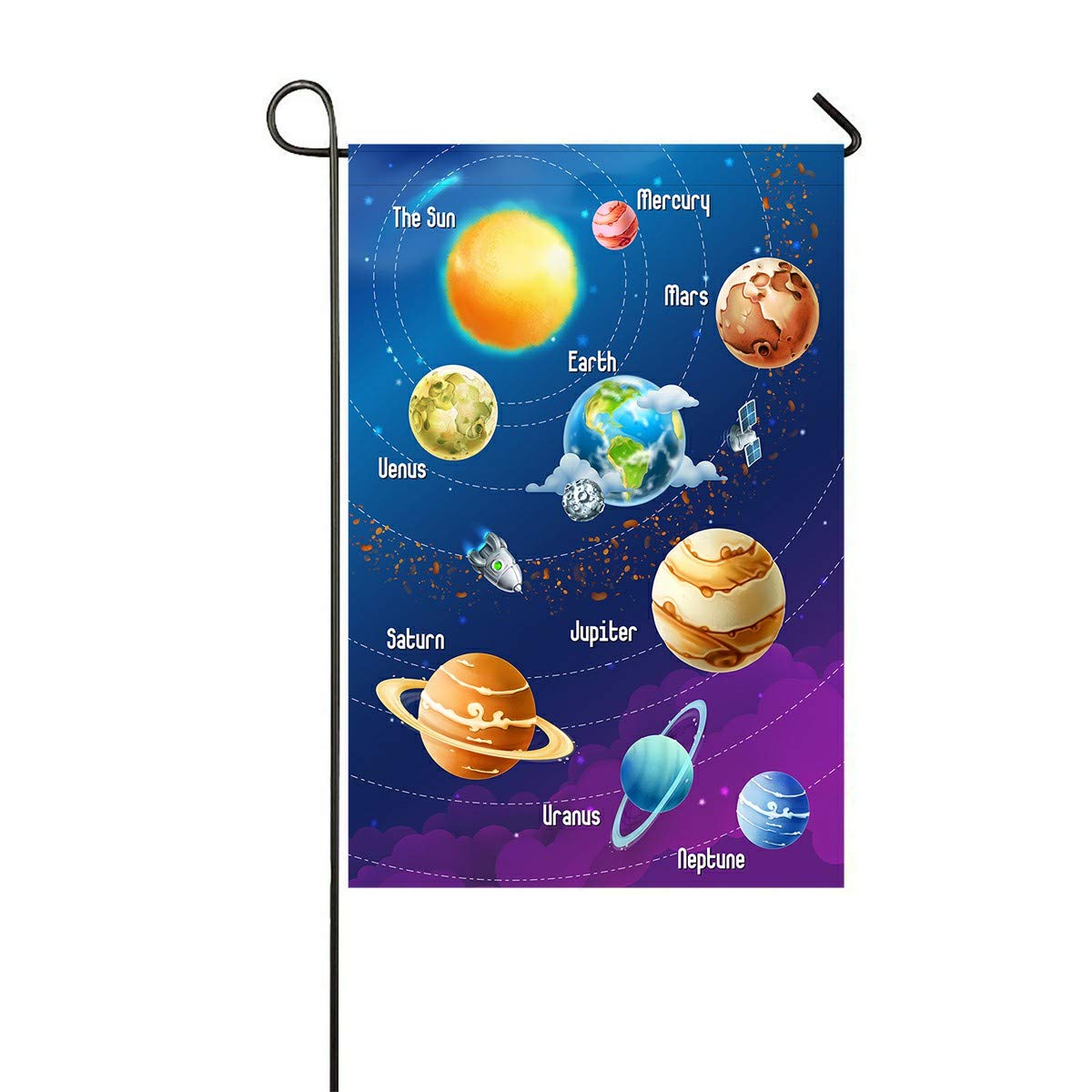 Solar System Planets Vertical Outdoor Flag - 12x18 Inch Weatherproof Garden Decor for Home, Parties & Astronomy Enthusiasts | Perfect for Backyards, Schools & Space-Themed Events