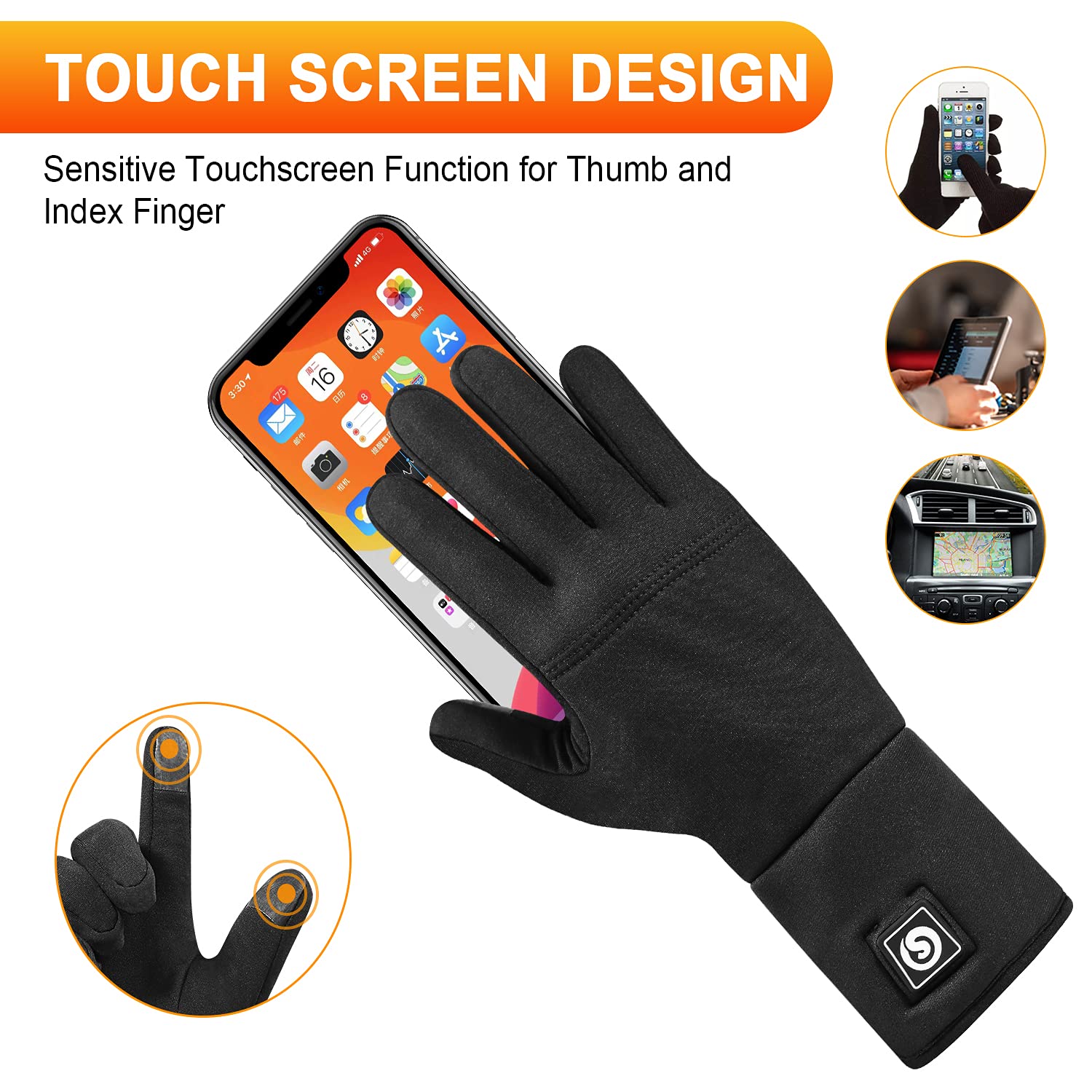 SAVIOR HEAT Rechargeable Battery Heated Glove Liners for Men & Women - Electric Winter Warm Thin Gloves for Skiing, Snowboarding, Hiking, Cycling - Perfect Hand Warmers for Outdoor Sports & Cold Weather Activities