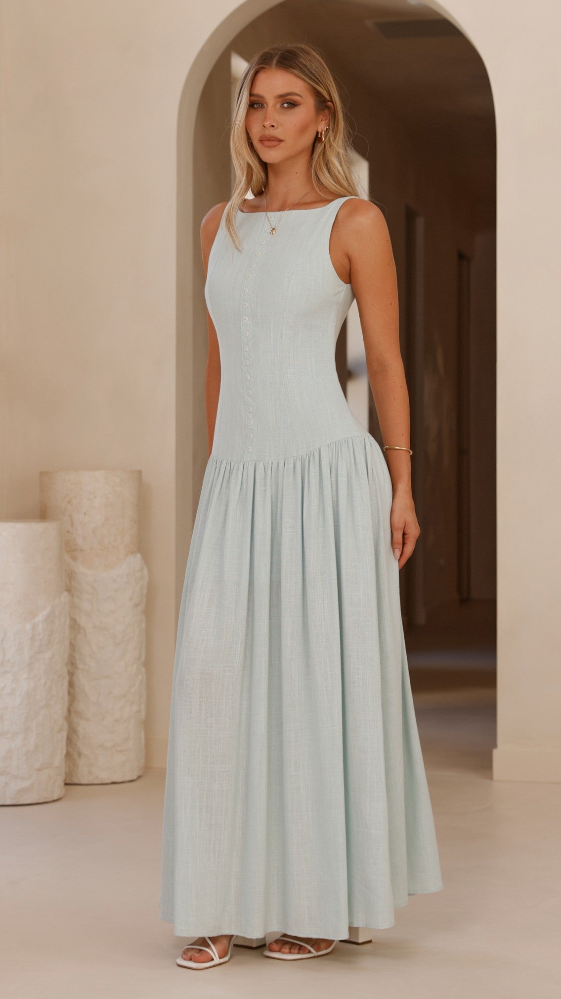 Kora Maxi Dress in Blue - Elegant Long Flowy Summer Dress for Women | Perfect for Beach, Vacation, and Casual Outings