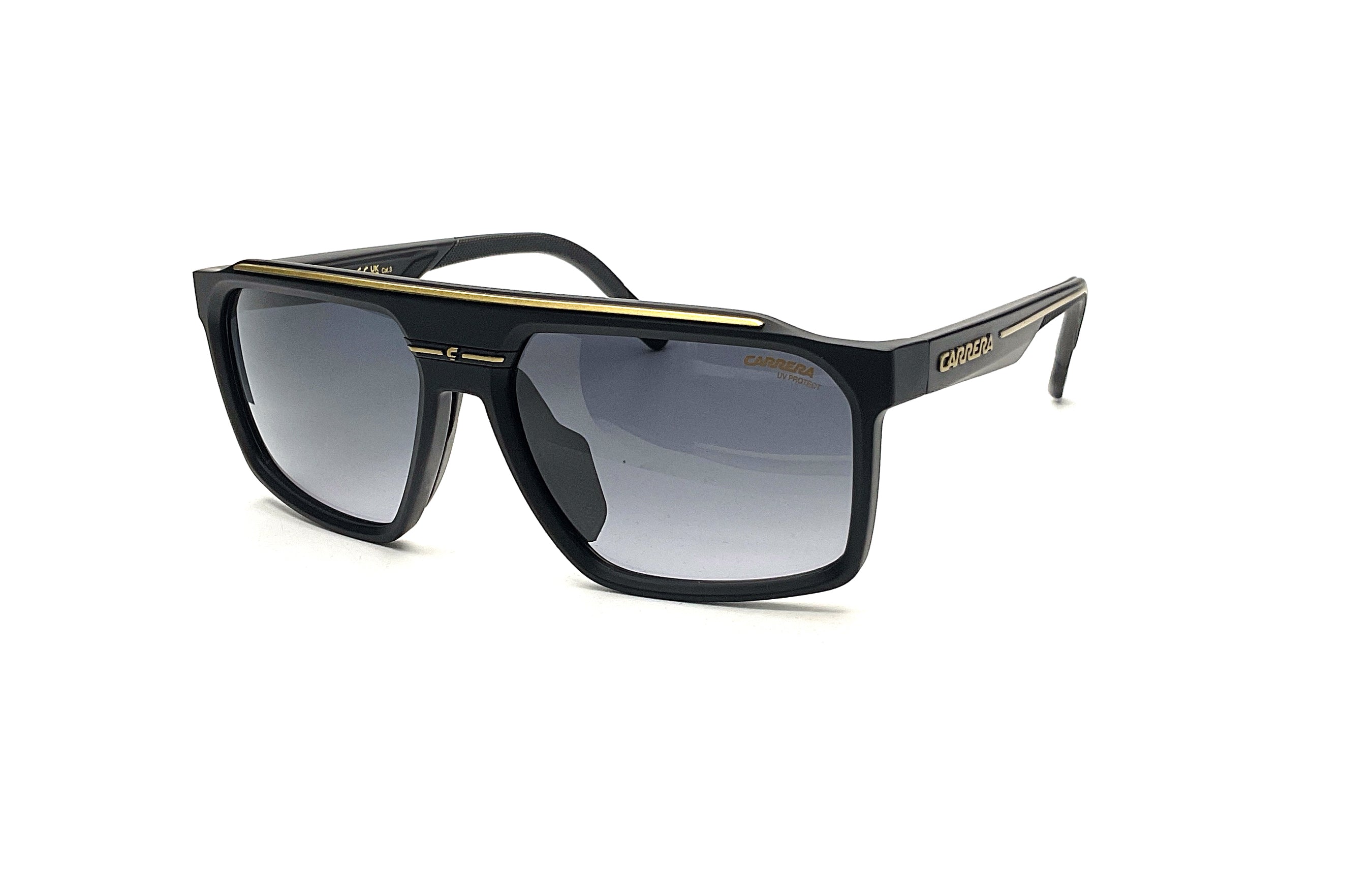 Carrera C Sport 04 Matte Black Gold Sunglasses - Polarized UV Protection for Men & Women - Perfect for Driving, Running, and Outdoor Activities