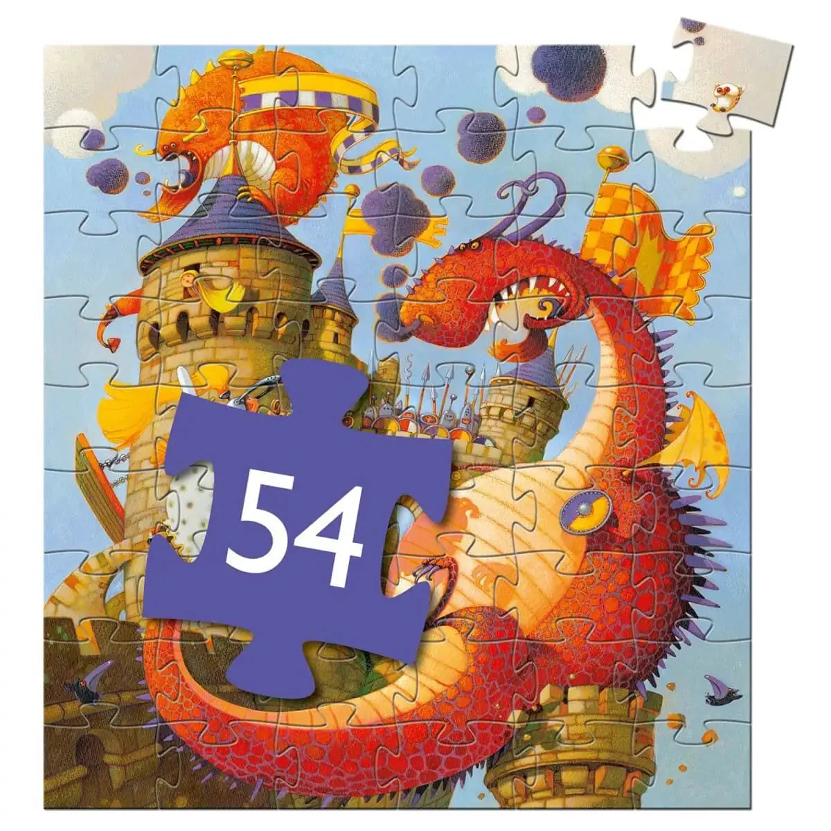 Djeco Valiant and the Dragons Silhouette Puzzle - 100-Piece Fantasy Puzzle for Kids, Perfect for Family Game Night & Educational Play