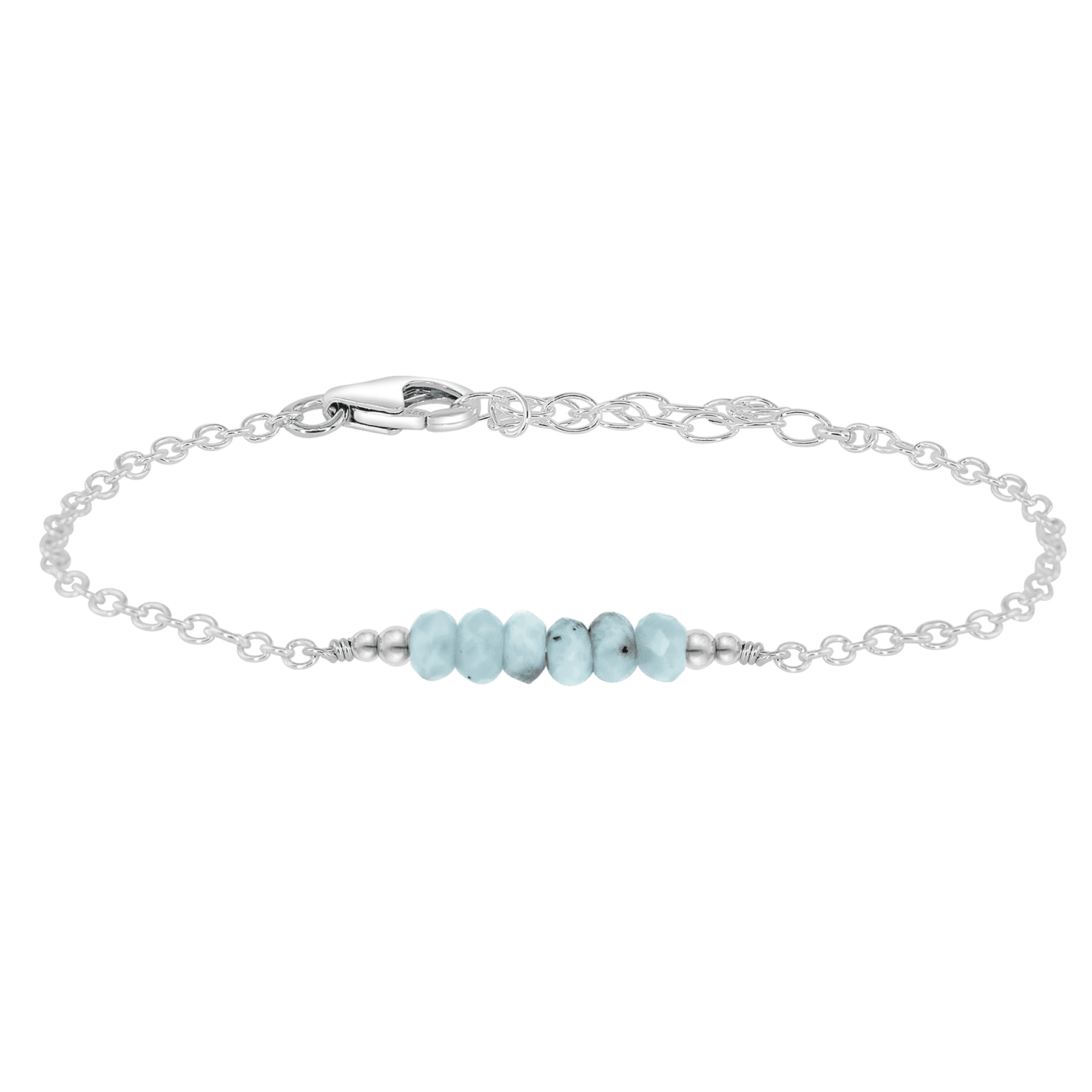 Sparkling Blue Larimar Gemstone Faceted Bead Bar Bracelet for Women | Handmade Healing Crystal Jewelry | Perfect for Yoga, Meditation & Boho Fashion