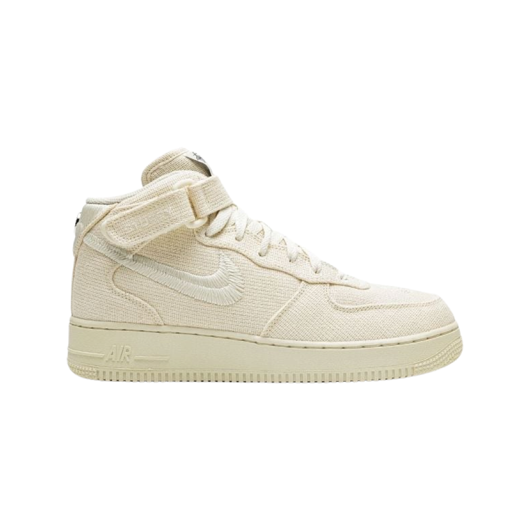 Nike x Stussy Air Force 1 '07 Mid SP Fossil Sneakers - Limited Edition Men's Basketball Shoes for Streetwear & Casual Wear