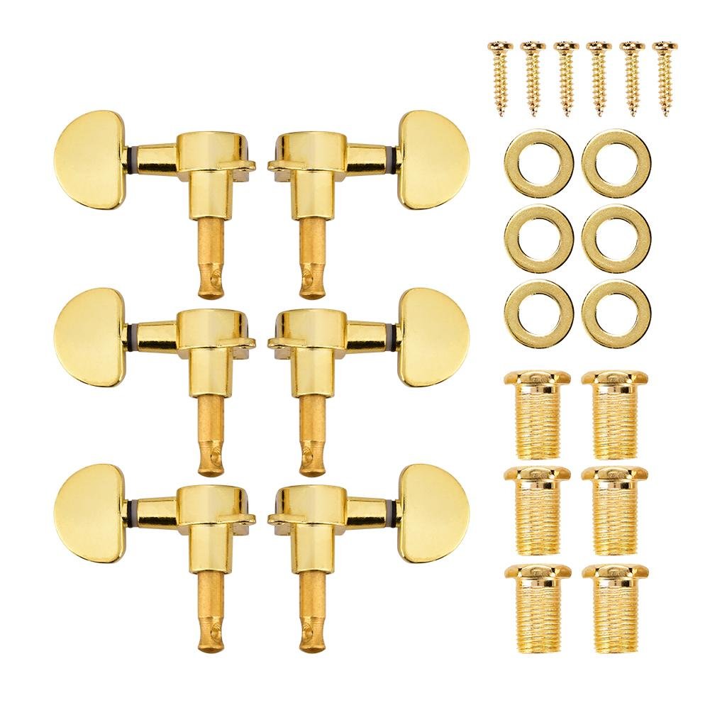 Premium 6-Piece Guitar Tuning Pegs Set (3 Left + 3 Right) - Gold Machine Heads & Knobs for Electric & Acoustic Guitars - Perfect for String Tuning & Instrument Maintenance - Ideal for Musicians, Performers & Guitar Enthusiasts