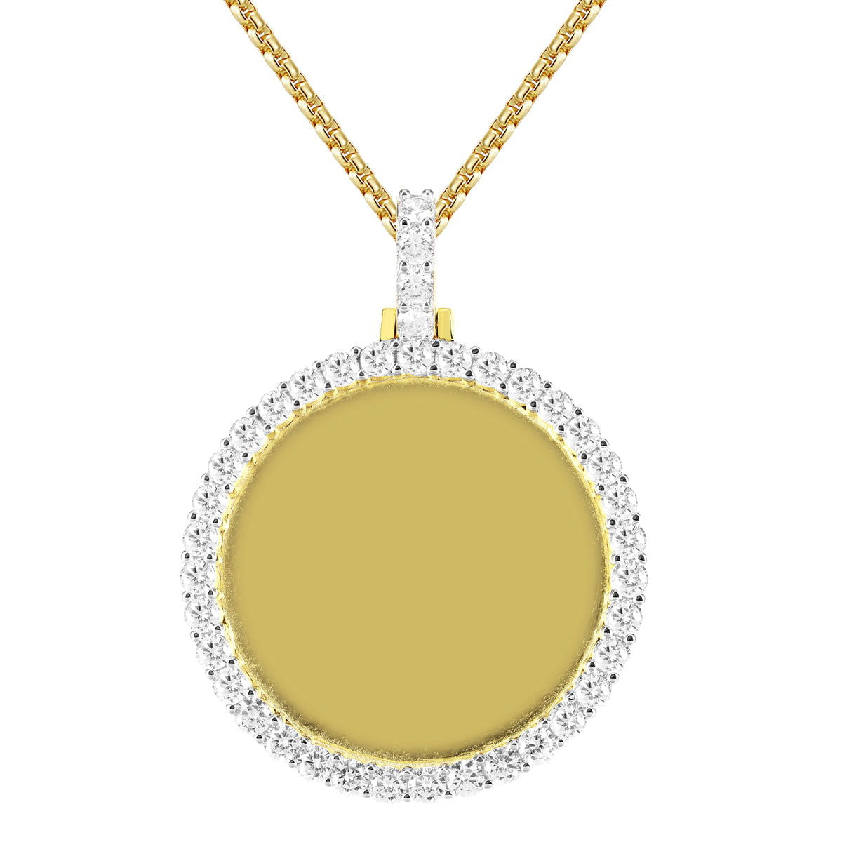 14K Gold Plated Solitaire Tennis Photo Pendant Necklace - Elegant Picture Locket for Women, Perfect for Gifts, Anniversaries & Special Occasions